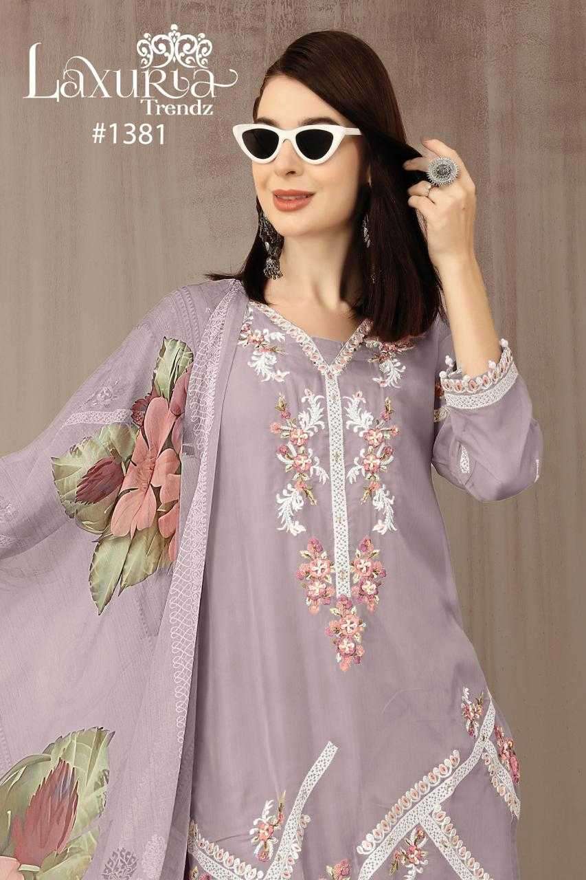 laxuria 1381 Organza floral decorated with handwork Tunic