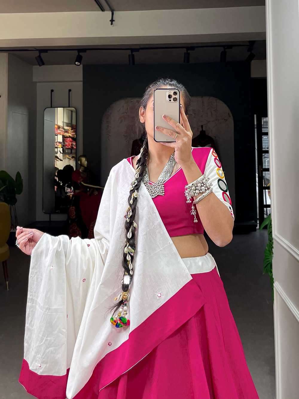pr lnb1677 Pure Cotton lehenga Embroidery work with Original Mirror Work 