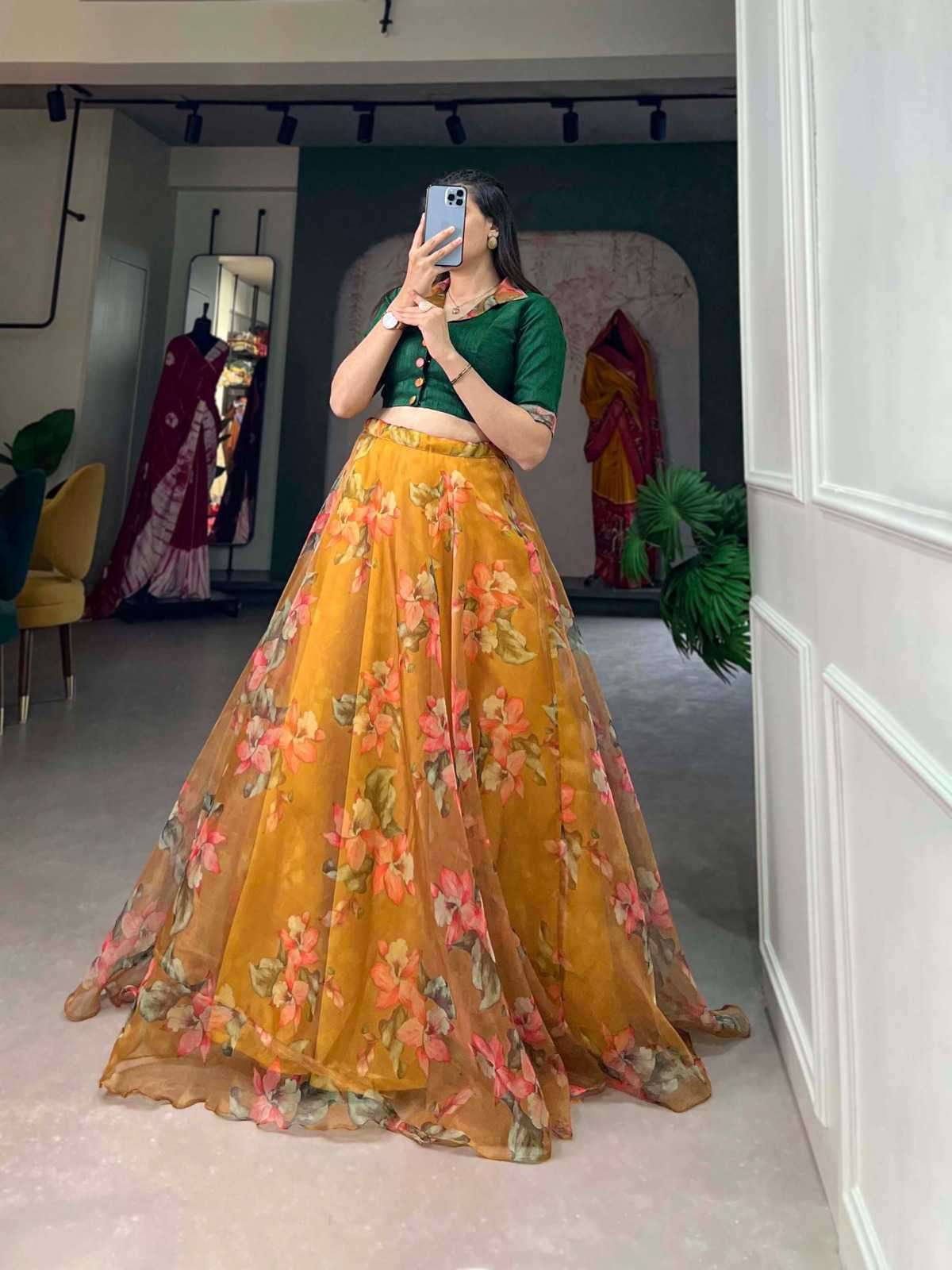 pr nnk1107 Organza Floral Print co-ord set 