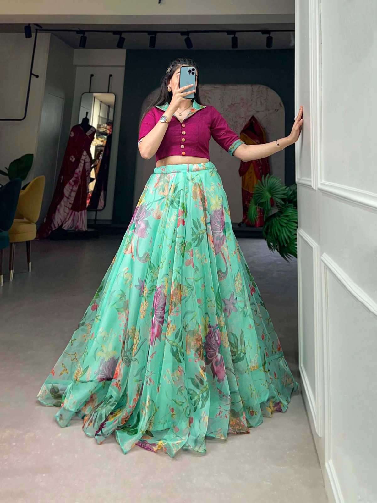 pr nnk1107 Organza Floral Print co-ord set 