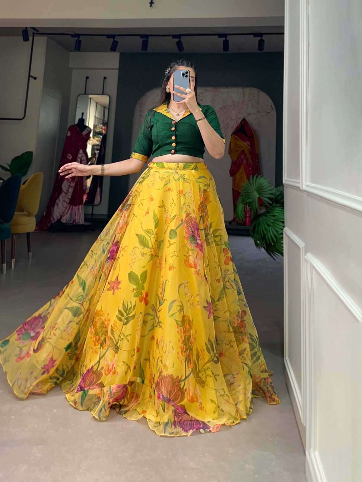 pr nnk1107 Organza Floral Print co-ord set 
