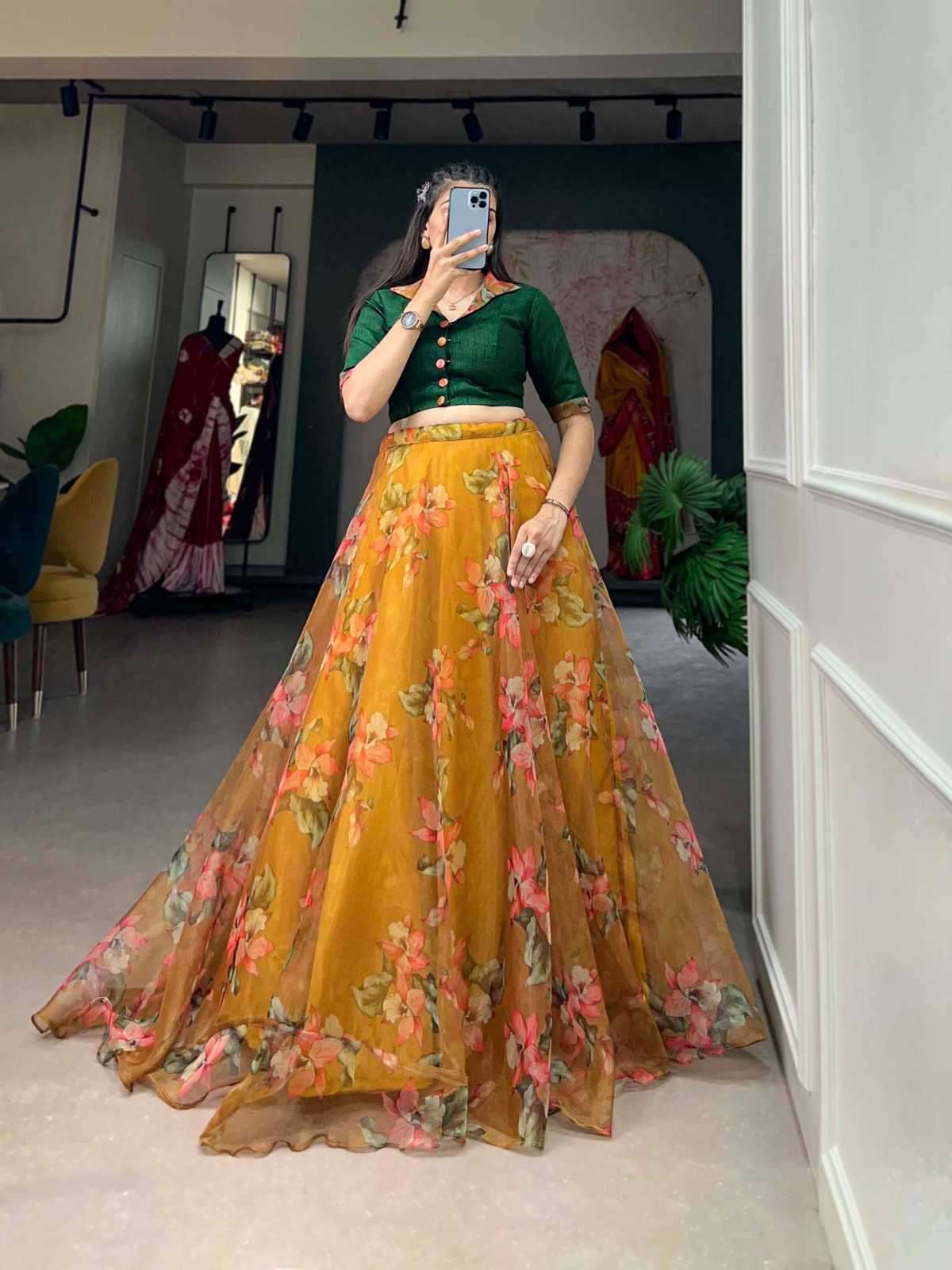 pr nnk1107 Organza Floral Print co-ord set 