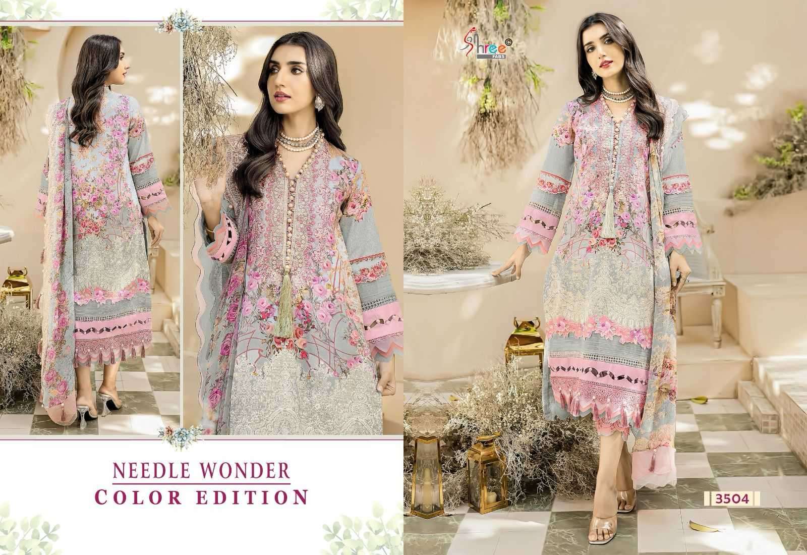 shree fab needle wonder color edition series 3501-3504 pure cotton suit