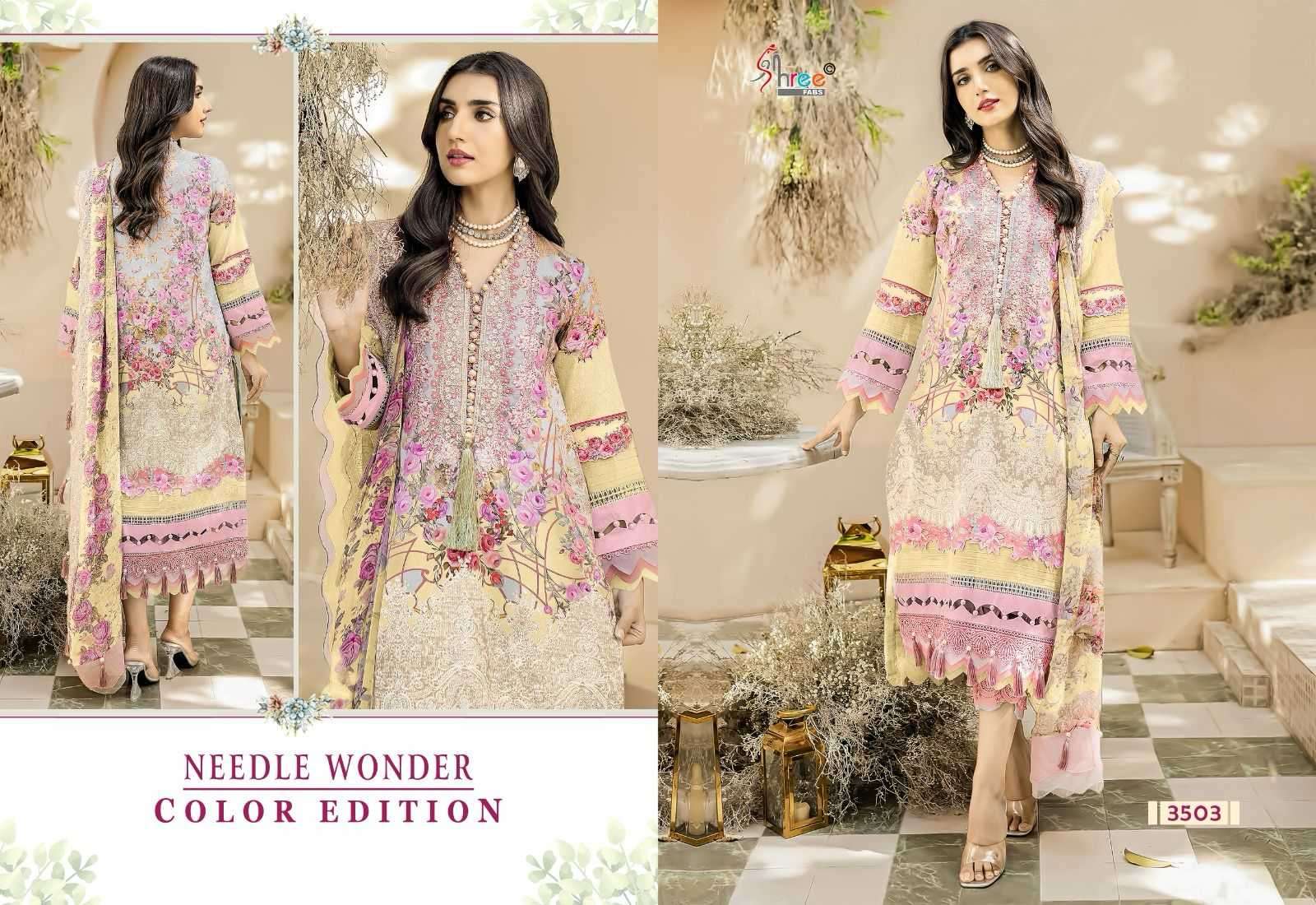 shree fab needle wonder color edition series 3501-3504 pure cotton suit