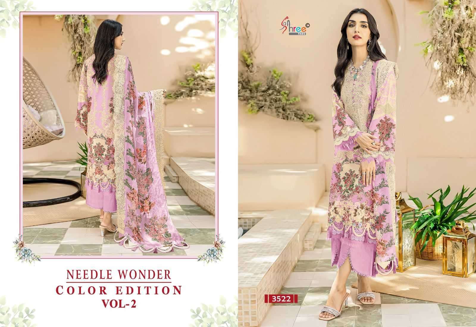 shree fab needle wonder color edition vol 2 series 3520-3523 pure cotton suit 