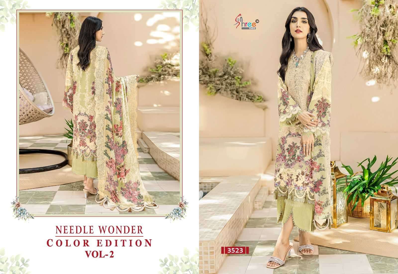shree fab needle wonder color edition vol 2 series 3520-3523 pure cotton suit 
