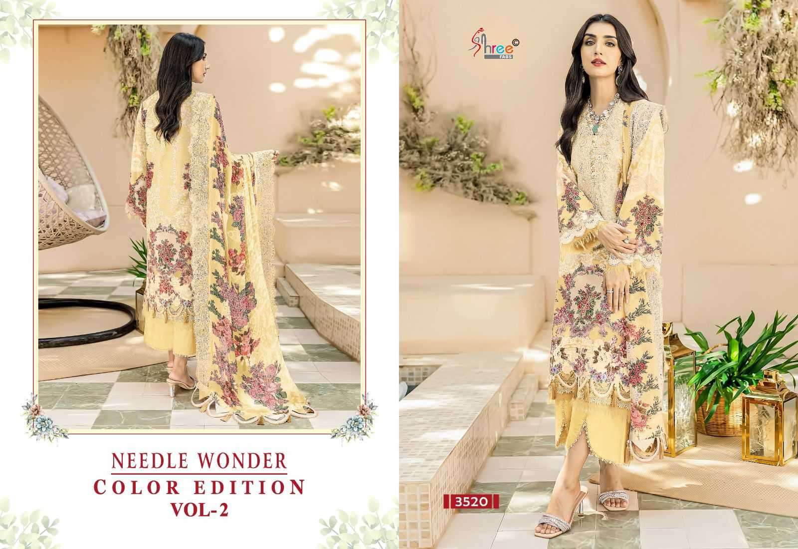 shree fab needle wonder color edition vol 2 series 3520-3523 pure cotton suit 