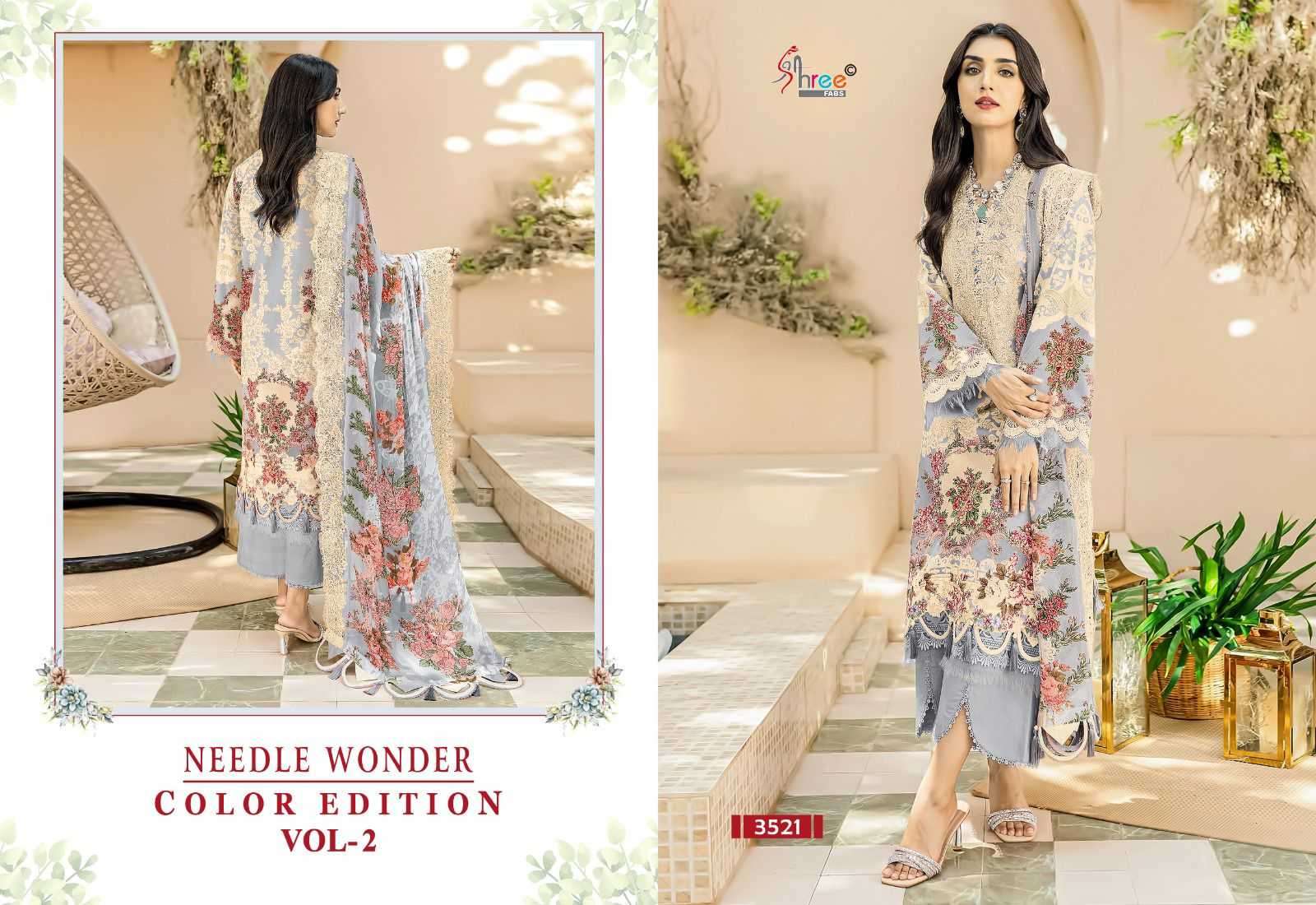 shree fab needle wonder color edition vol 2 series 3520-3523 pure cotton suit 