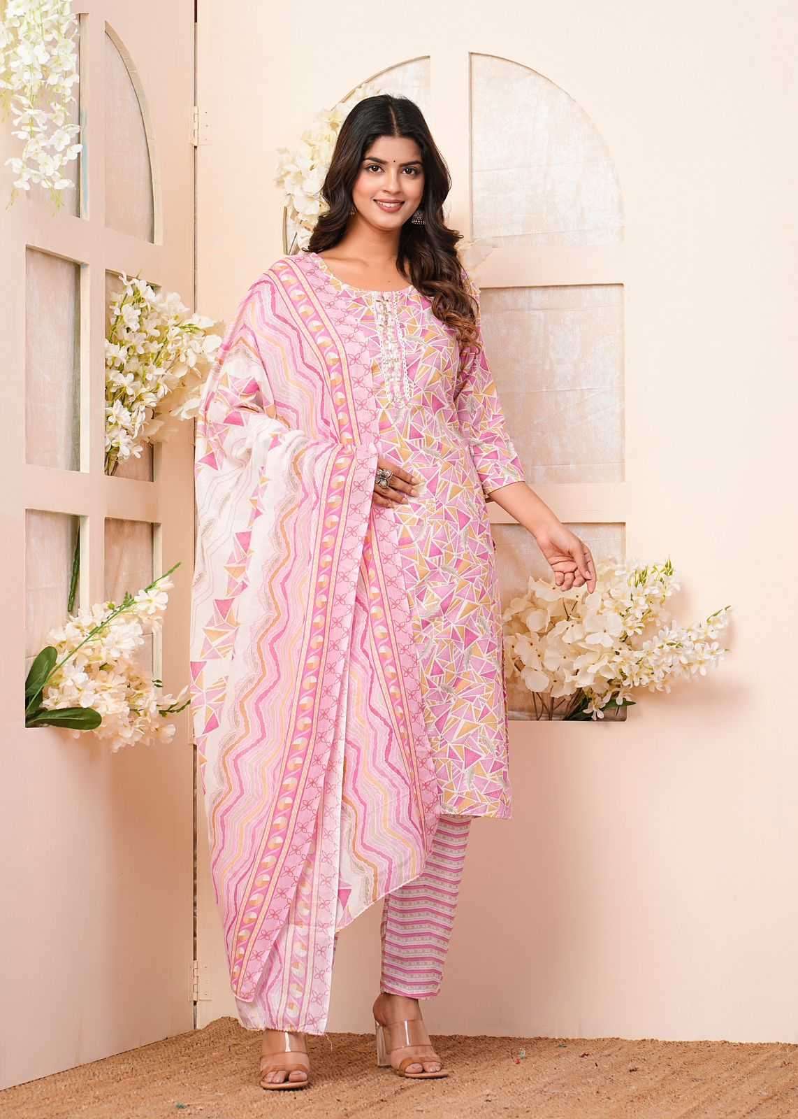 heritage cotton handwork cotton printed readymaade suit