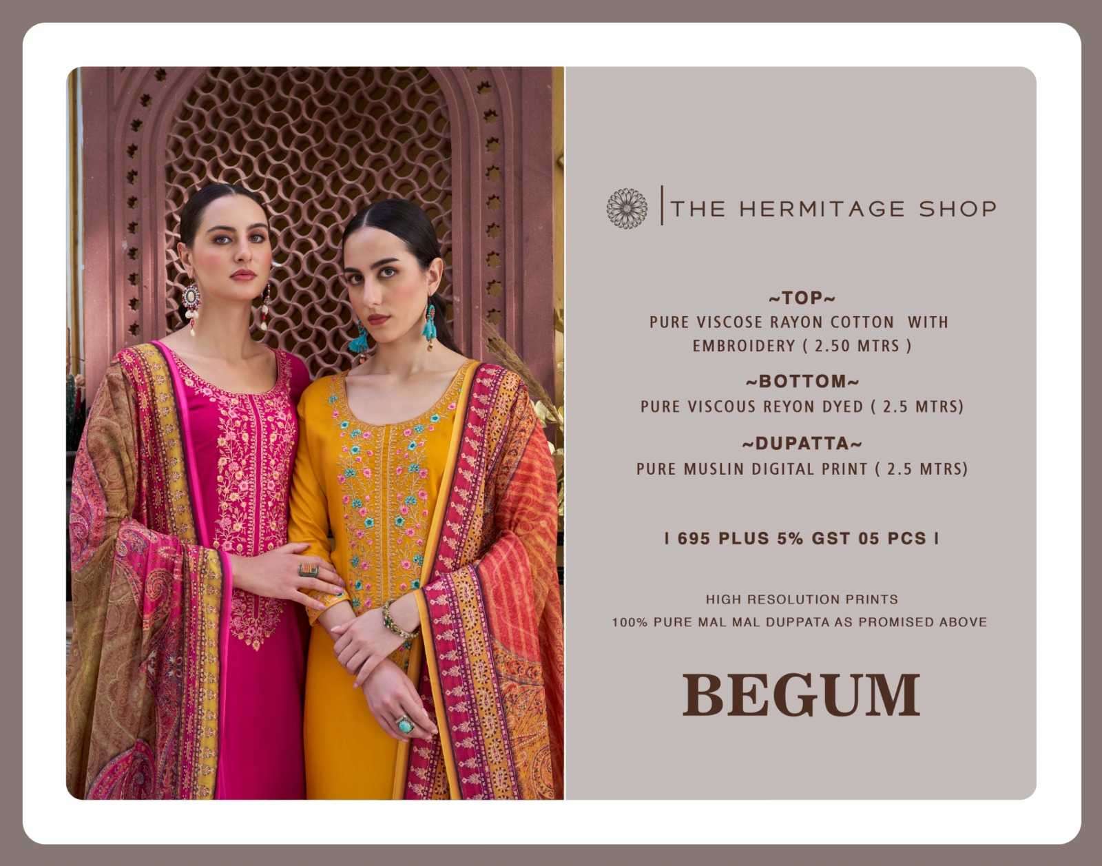 hermitage begum vol 2 series 2001-2005 pure viscose rayon suit 