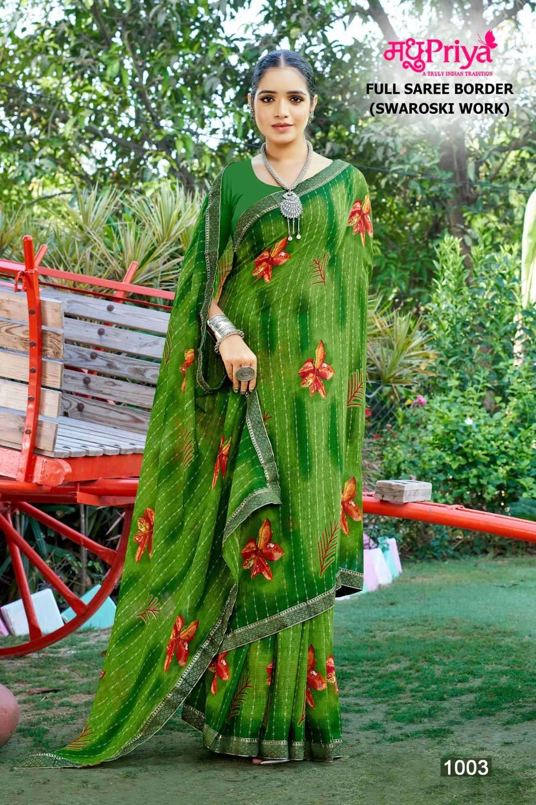 madhupriya popcorn series 1001-1008 sarmili fancy print saree