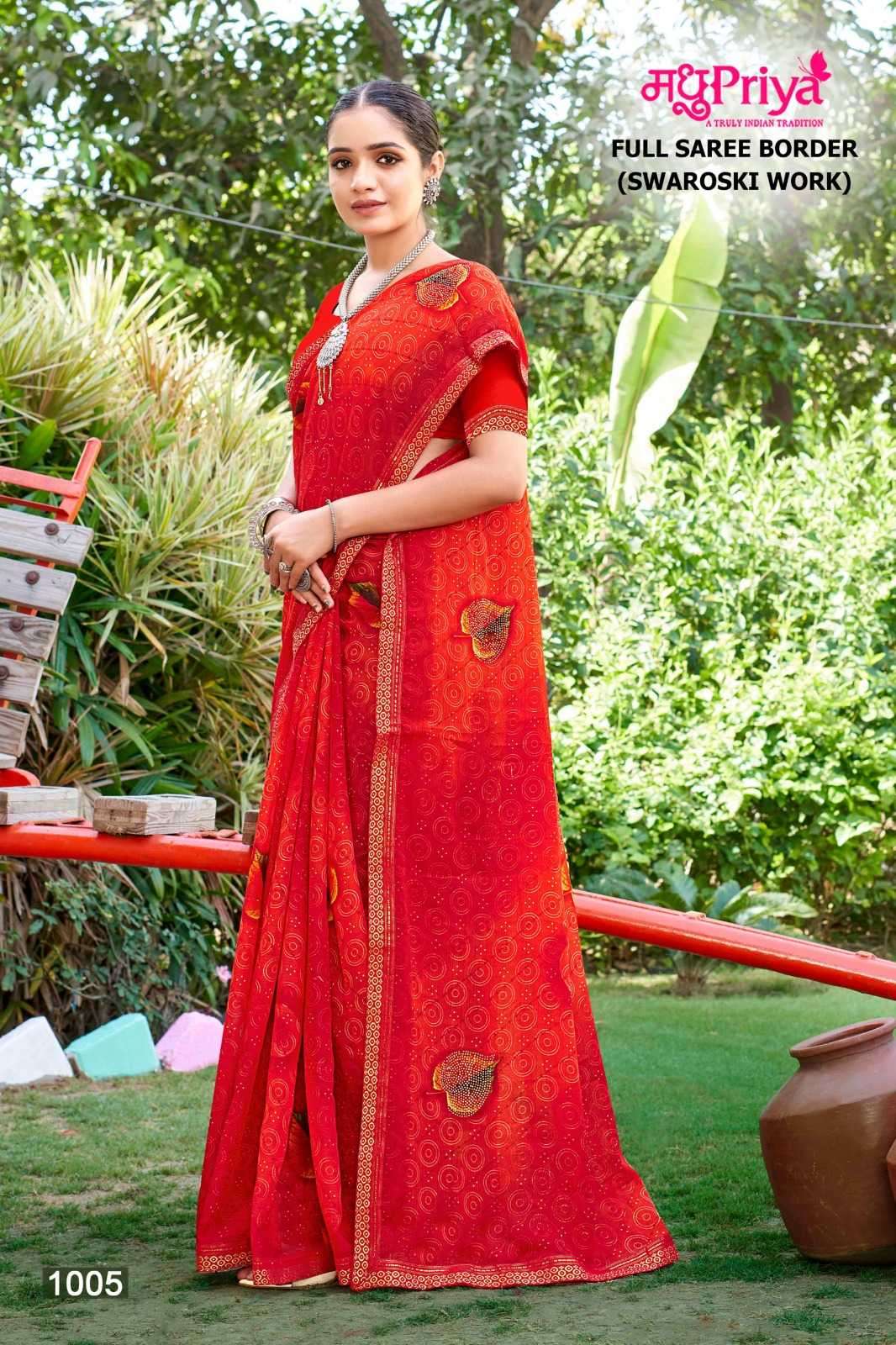 madhupriya popcorn vol 2 series 1001-1008 dani sarmili print saree 