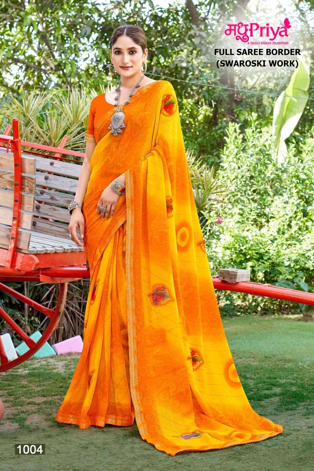 madhupriya popcorn vol 2 series 1001-1008 dani sarmili print saree 