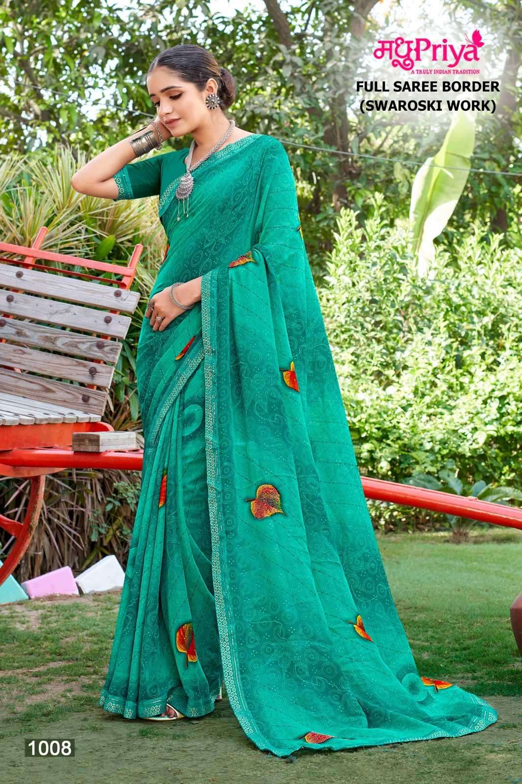 madhupriya popcorn vol 2 series 1001-1008 dani sarmili print saree 