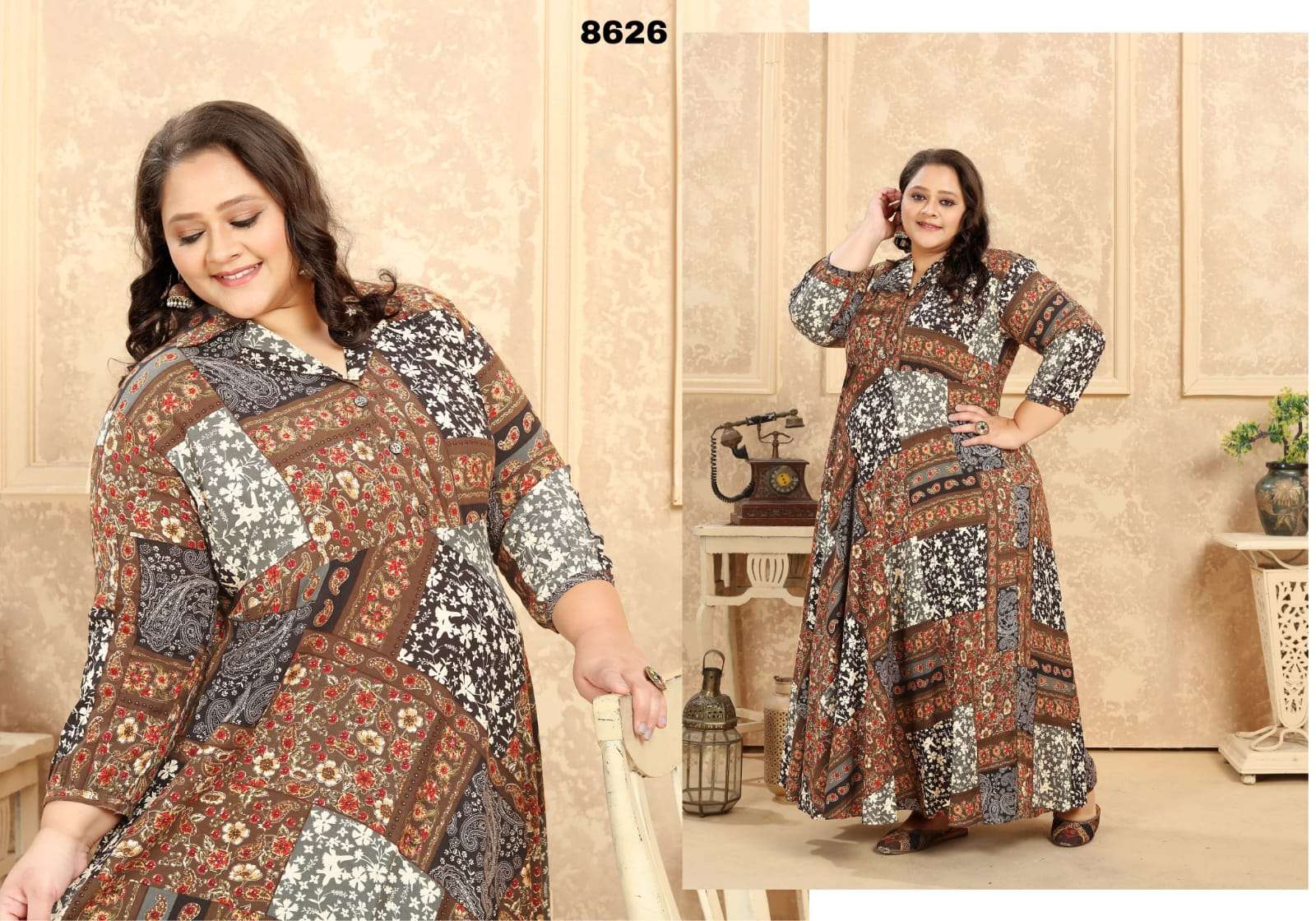 Plus Size Vol-2 Premium Riyon export quality Long  Kurti