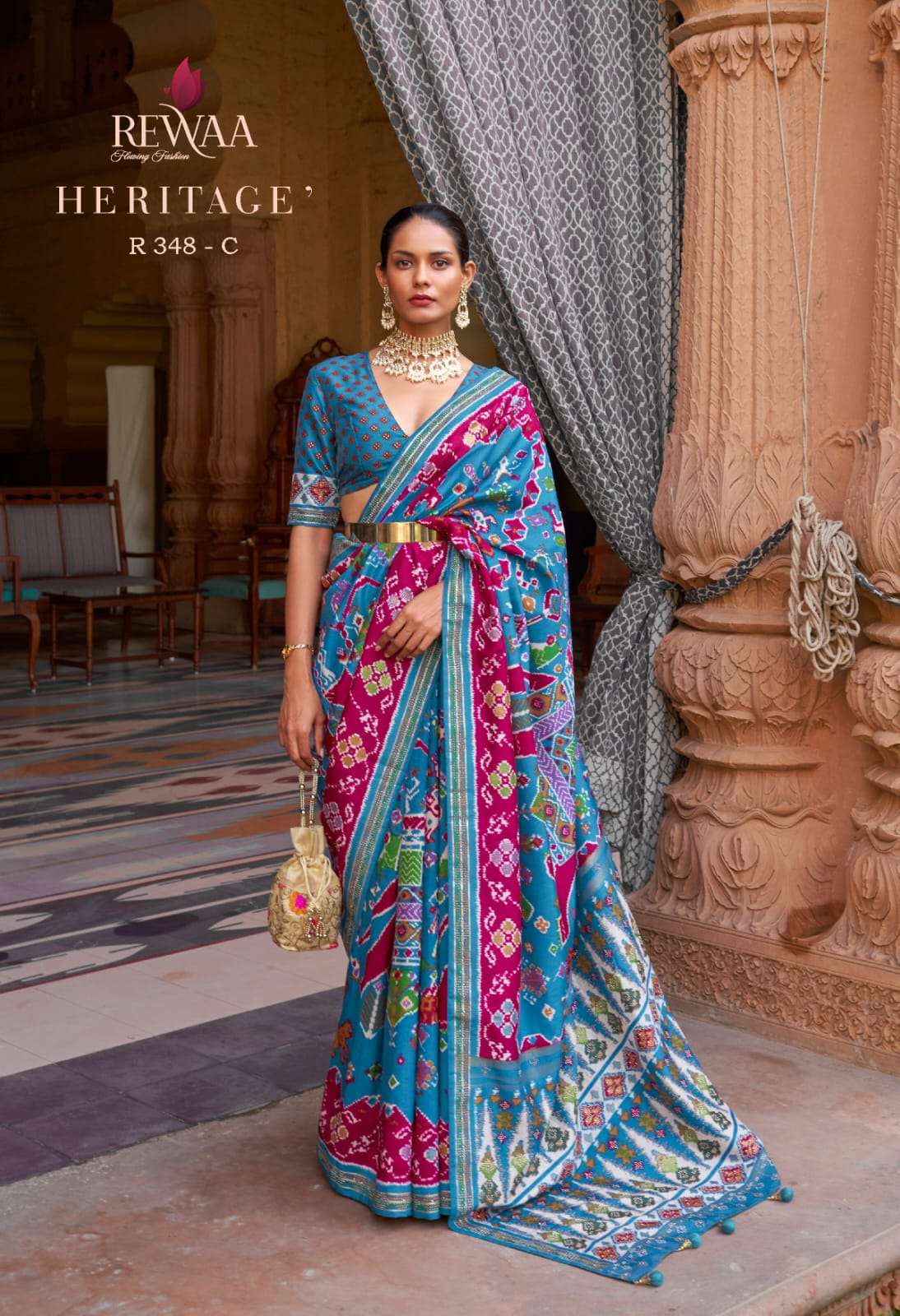 REWAA Heritage designer Pure Silk designer patola saree