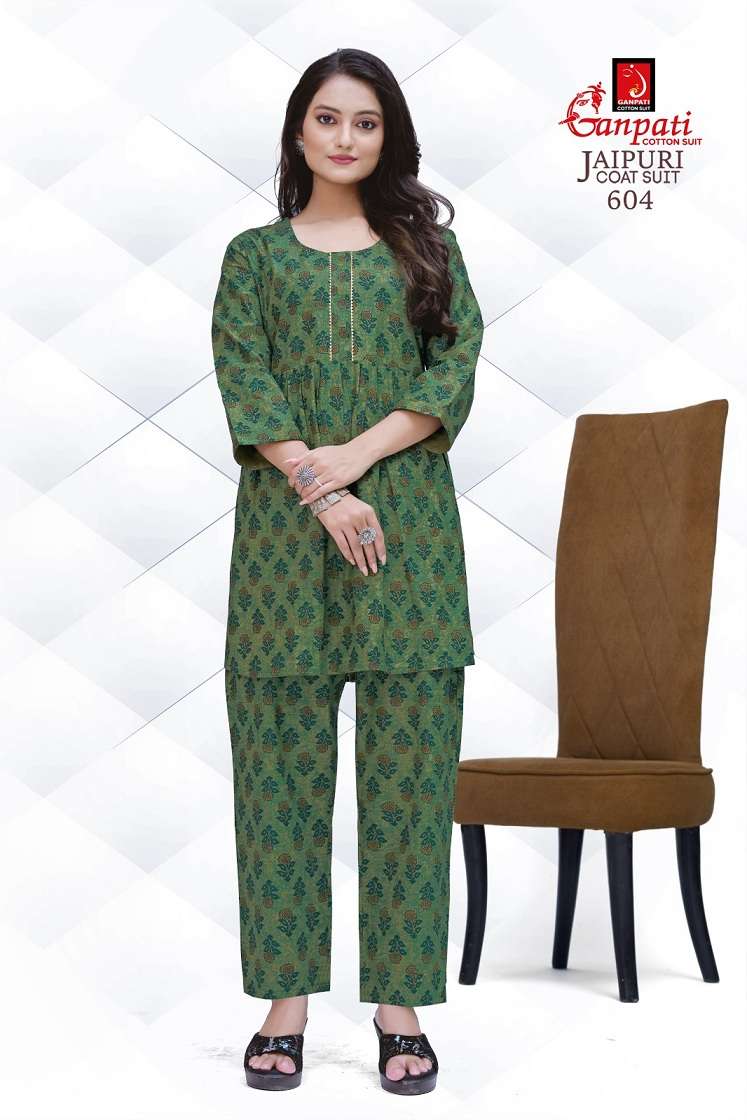 Ganpati Jaipuri Vol-6 series 601-610 Heavy Pure Cotton Cord Set
