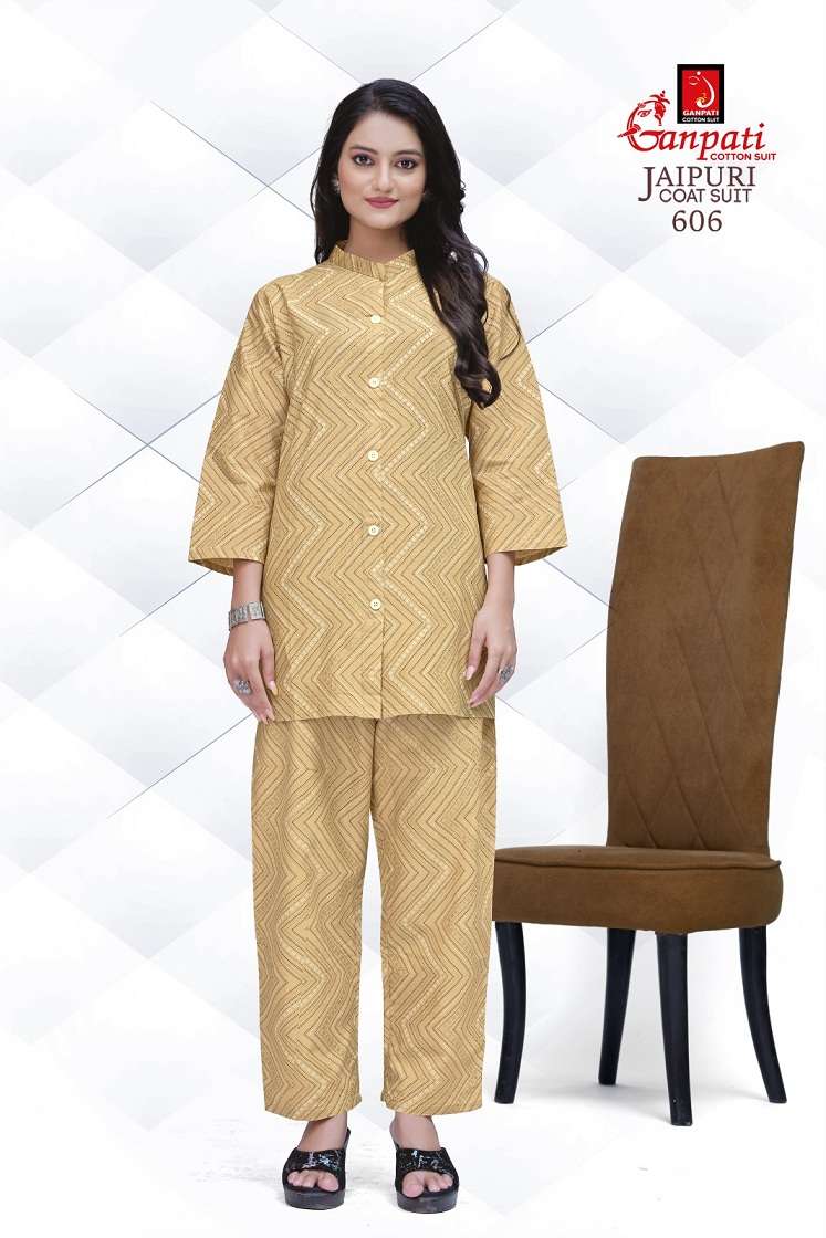 Ganpati Jaipuri Vol-6 series 601-610 Heavy Pure Cotton Cord Set
