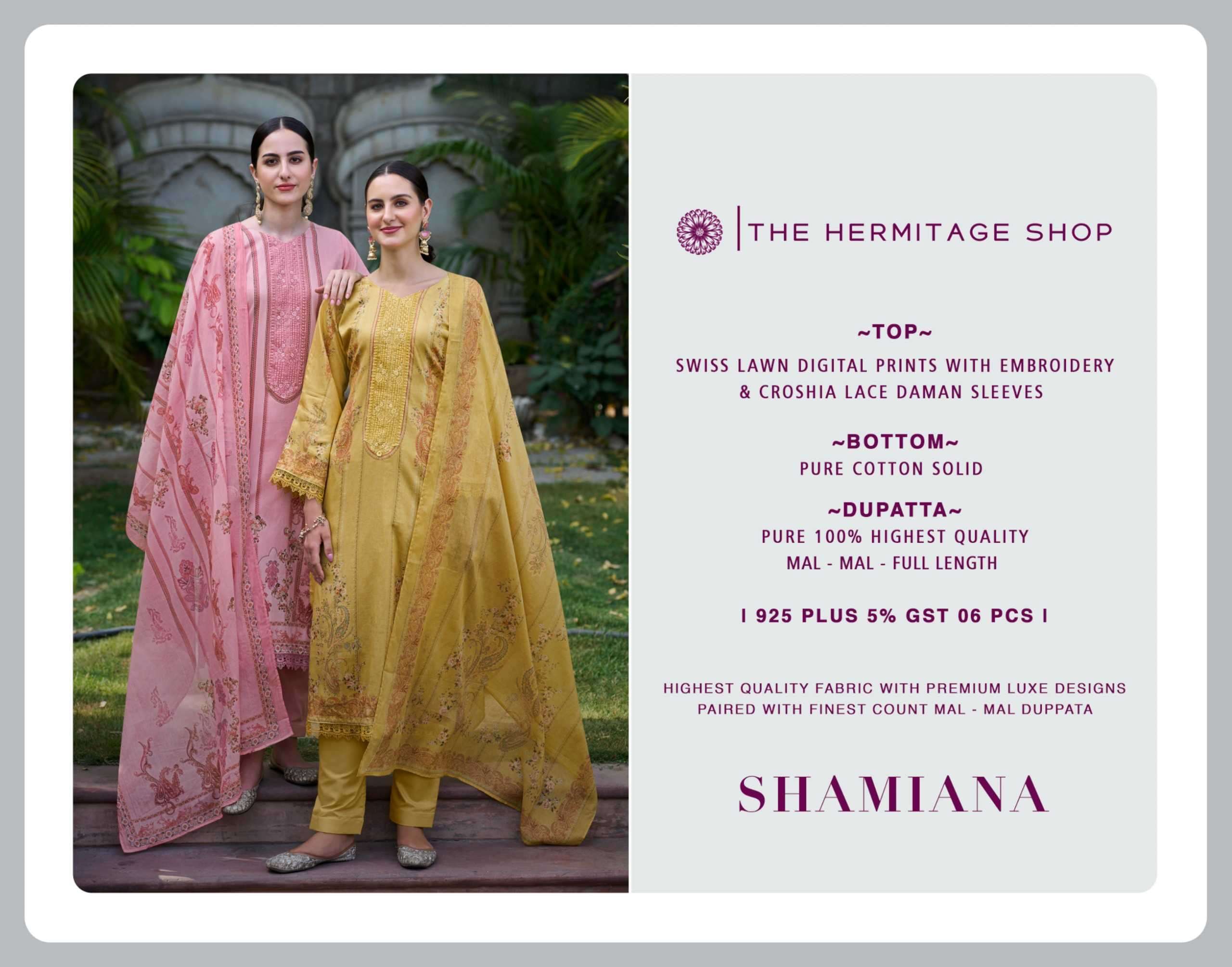 hermitage shamiana series 01-06 Swiss Lawn  Digital Prints suit