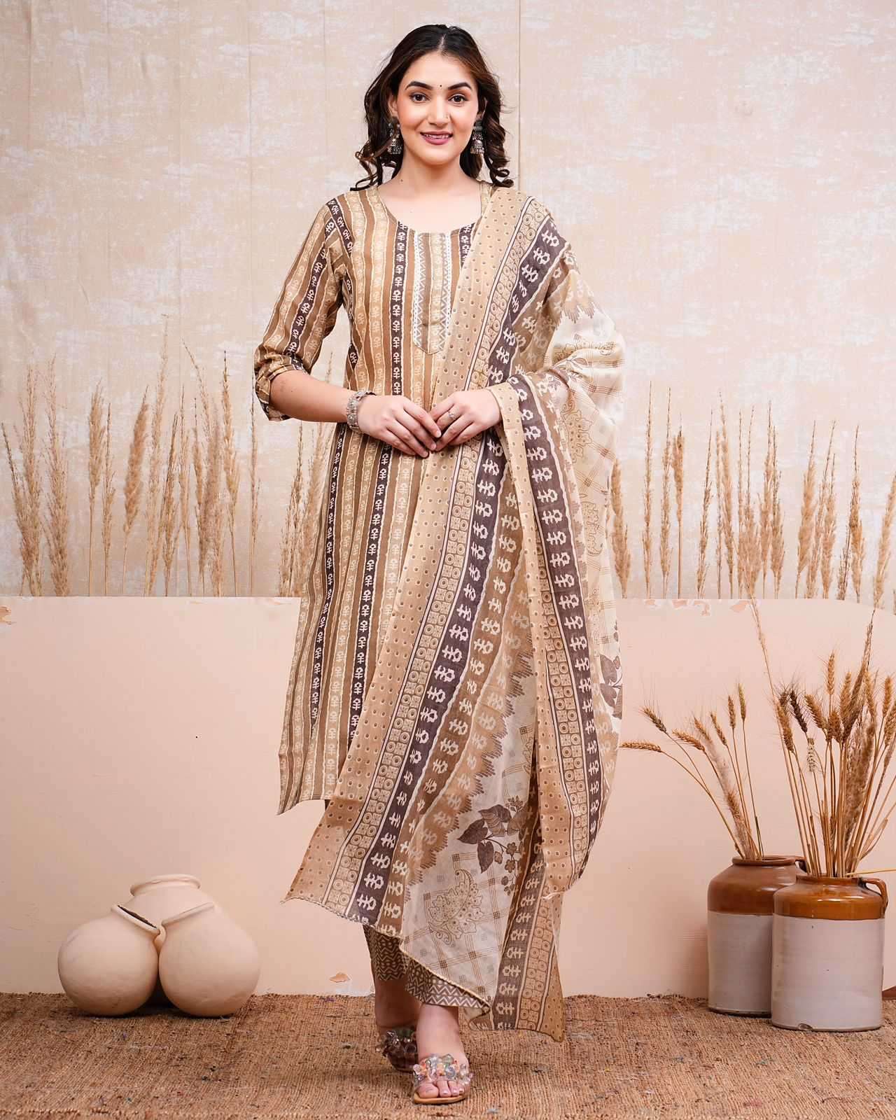 pr heritage cotton 3pc full stitch daily wear salwar kameez combo set 