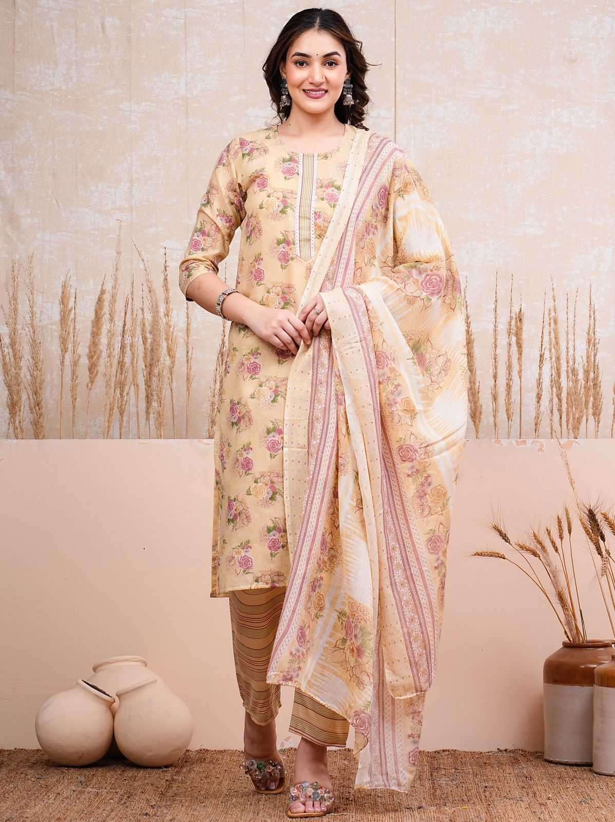 pr heritage cotton 3pc full stitch daily wear salwar kameez combo set 