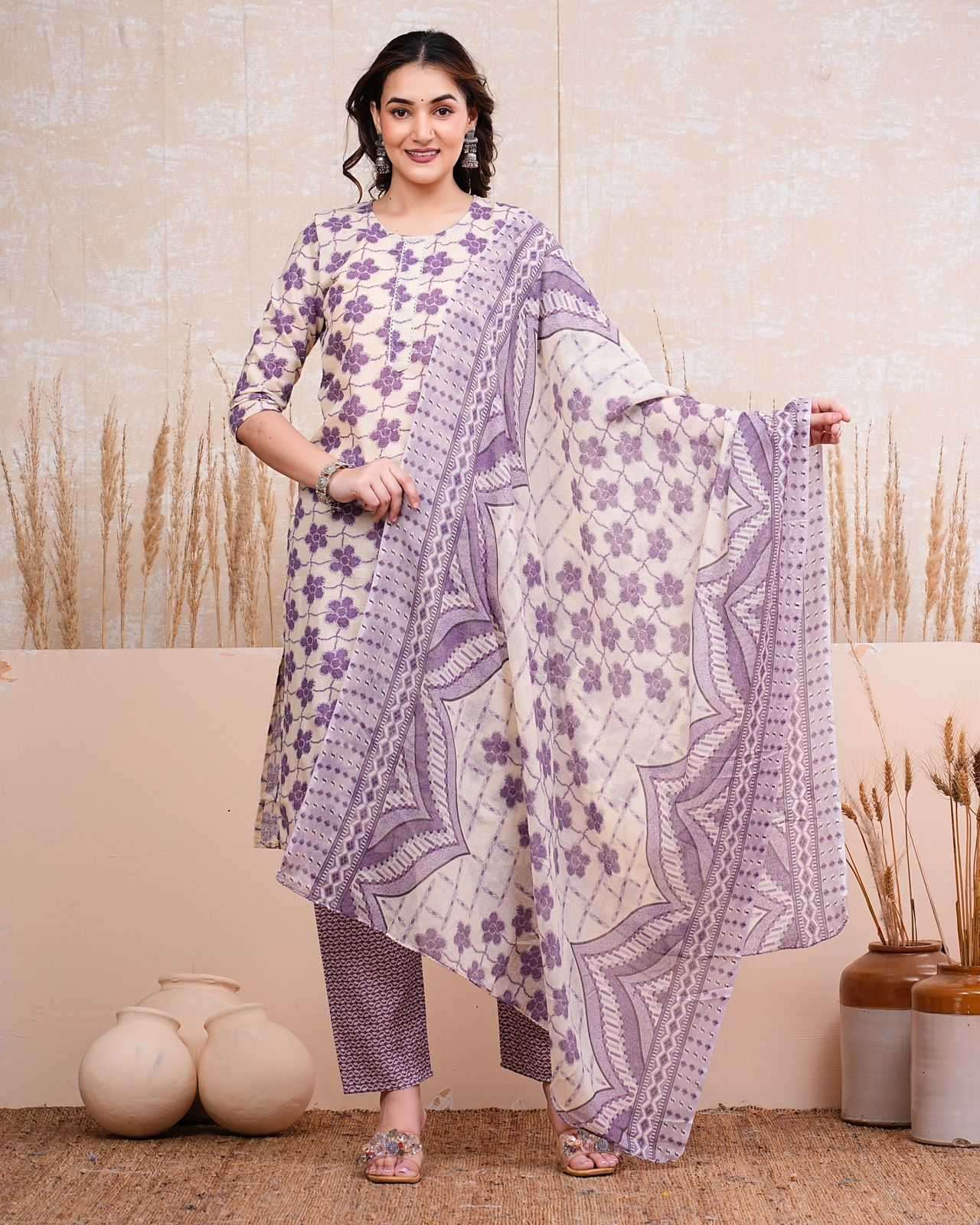 pr heritage cotton 3pc full stitch daily wear salwar kameez combo set 