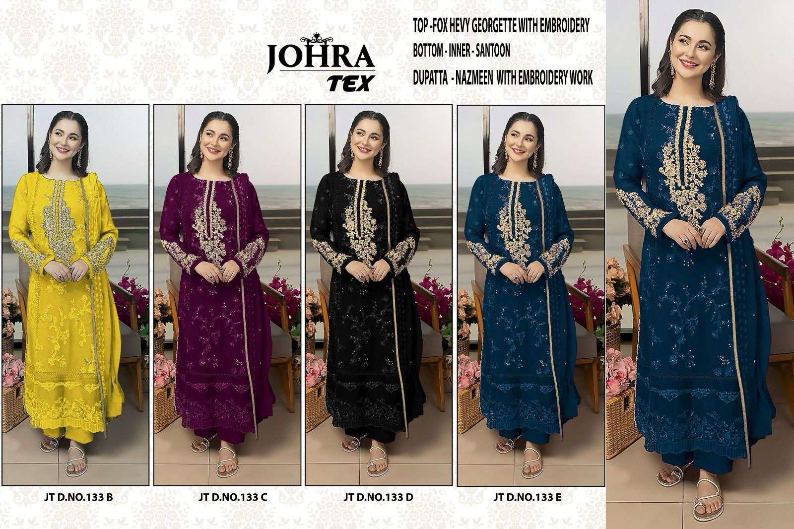 JOHRA TEX JT-133 A COLORS designer FOX GEORGETTE suit