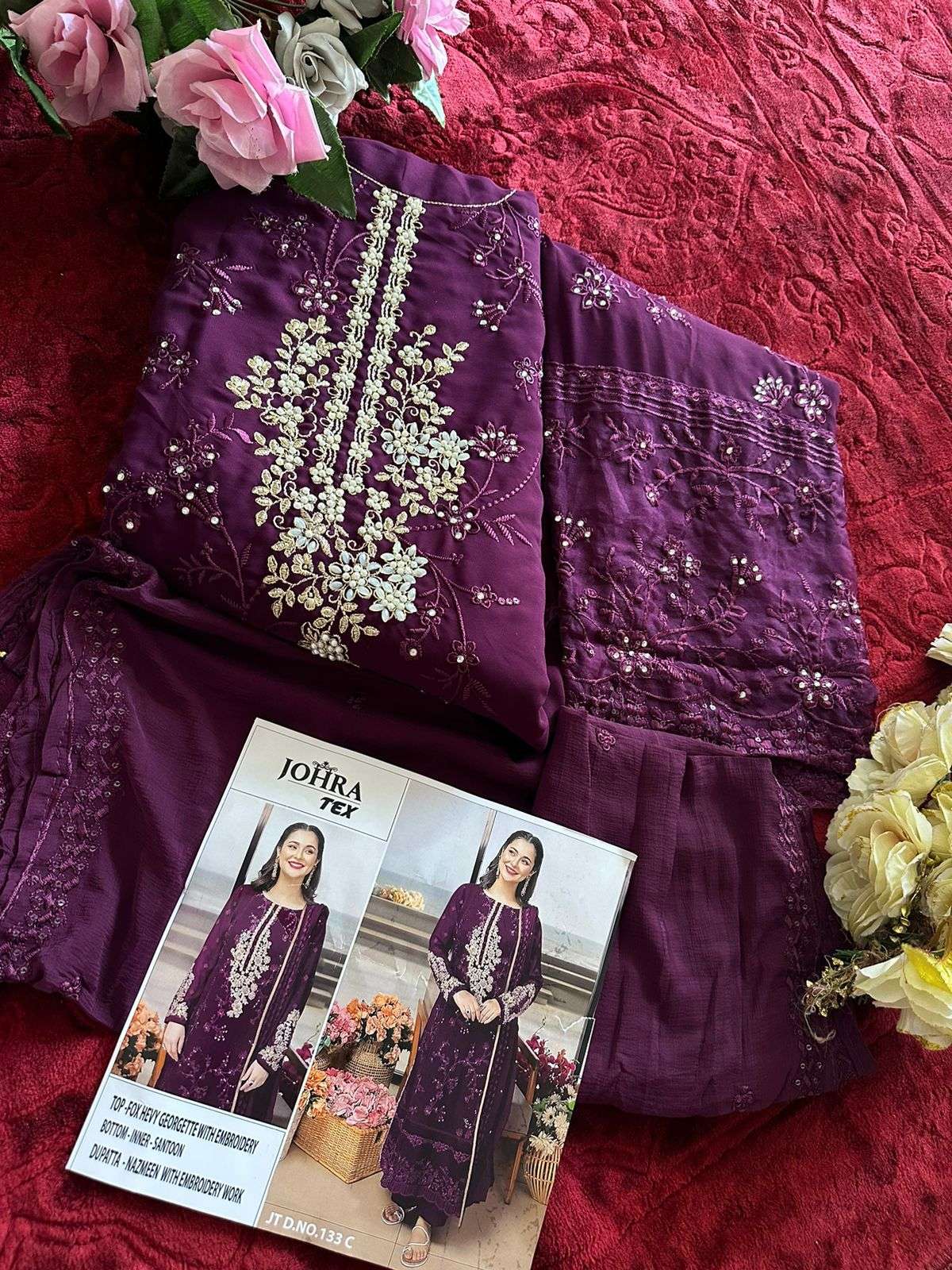 JOHRA TEX JT-133 SUPER HIT COLORS designer FOX GEORGETTE suit