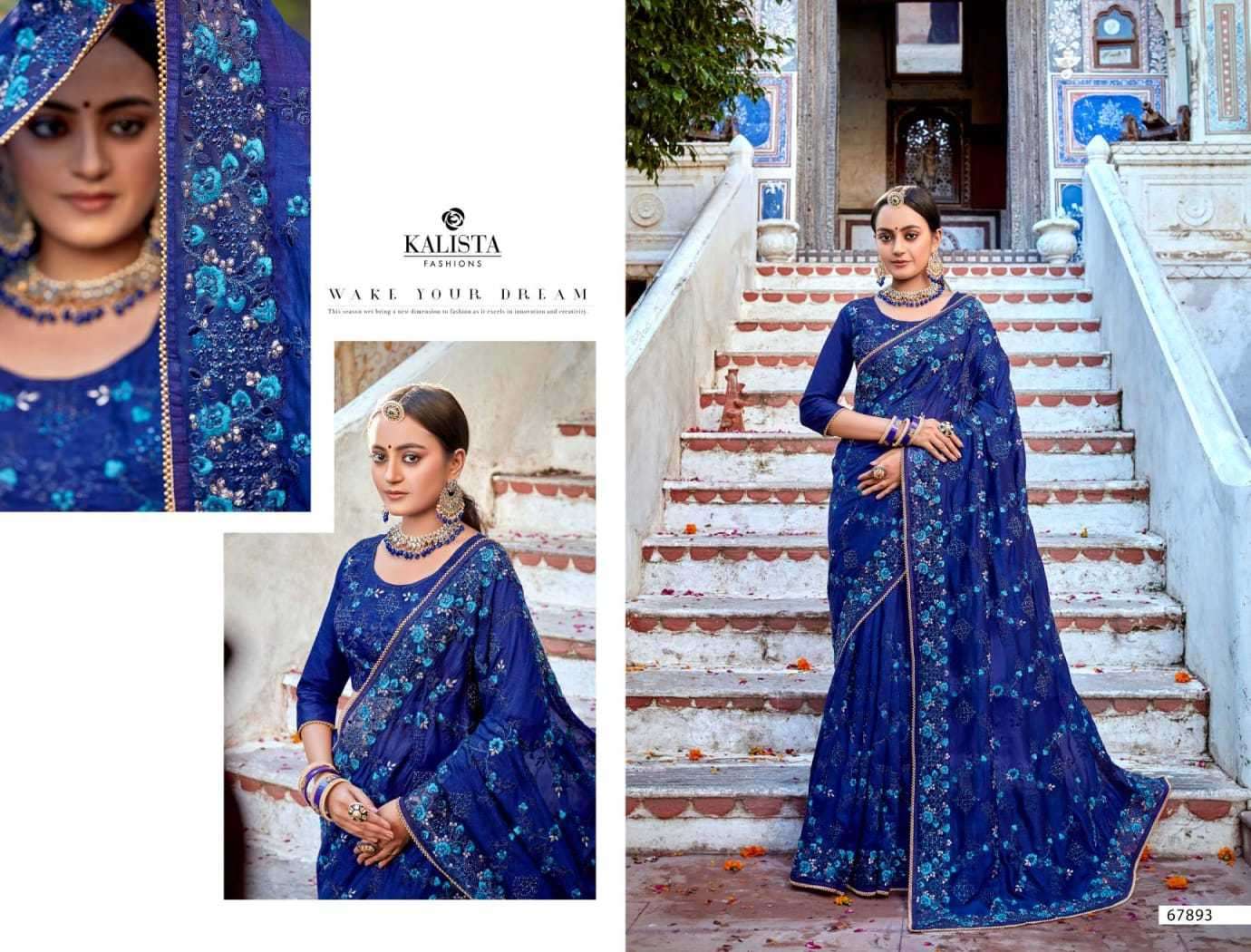 kalista mallika gold vol 4 series 67893-67898 Blooming chiffon rangoli saree
