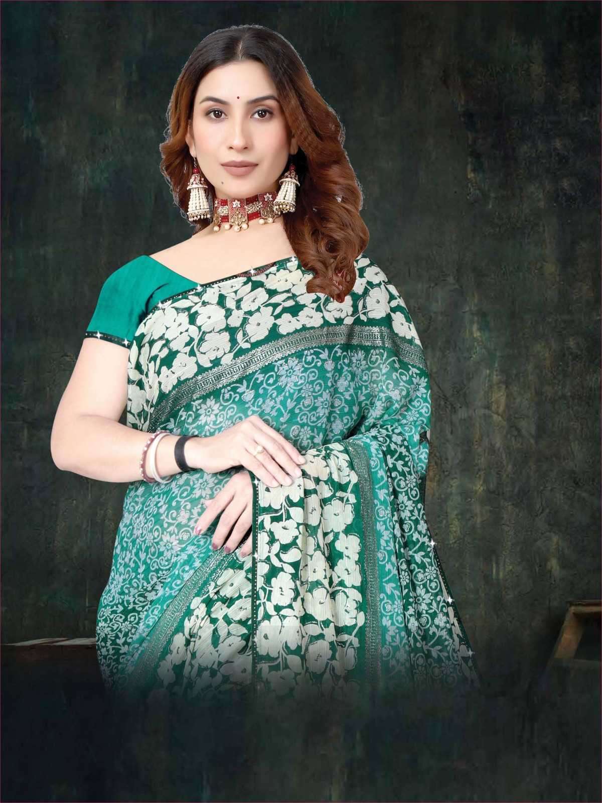 pr heer 5001-5008 adorable fancy sirojkey work border saree with blouse