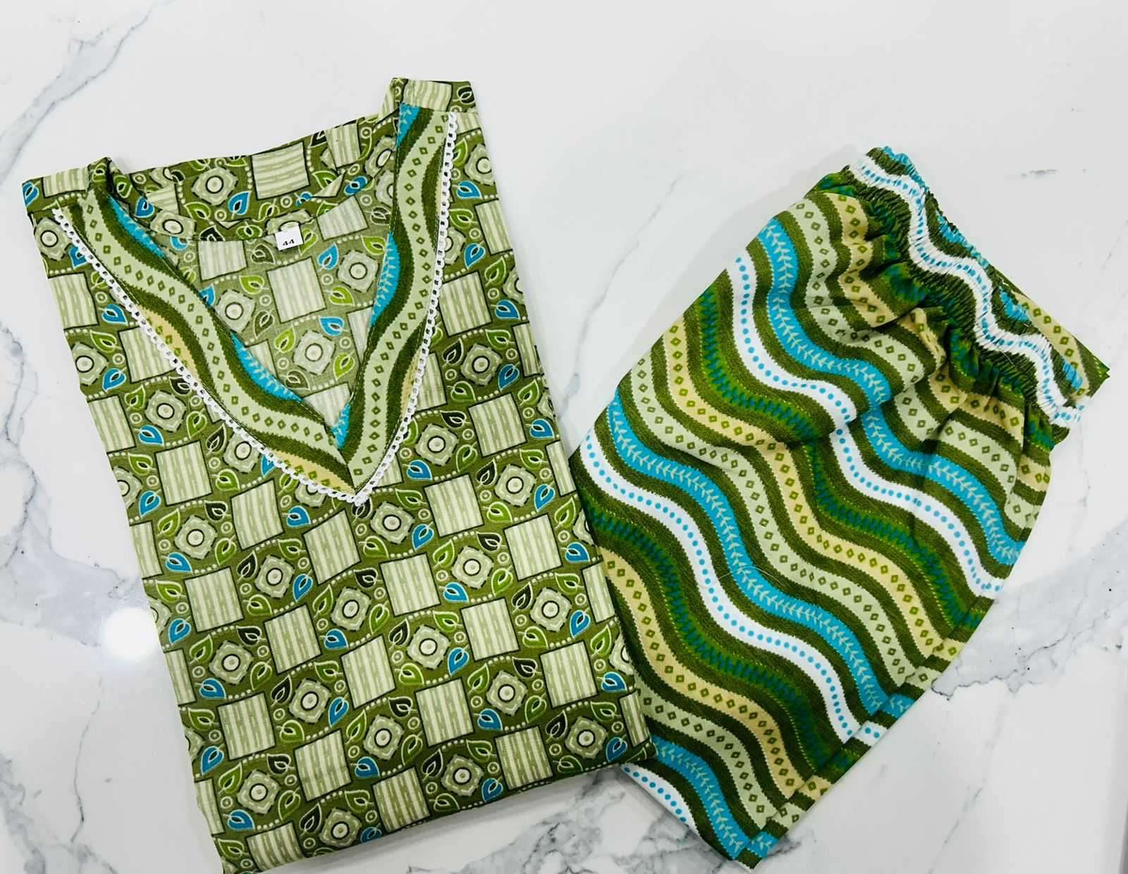 pr heritage slub fully stitch cotton comfortable printed big size kurti with pant 