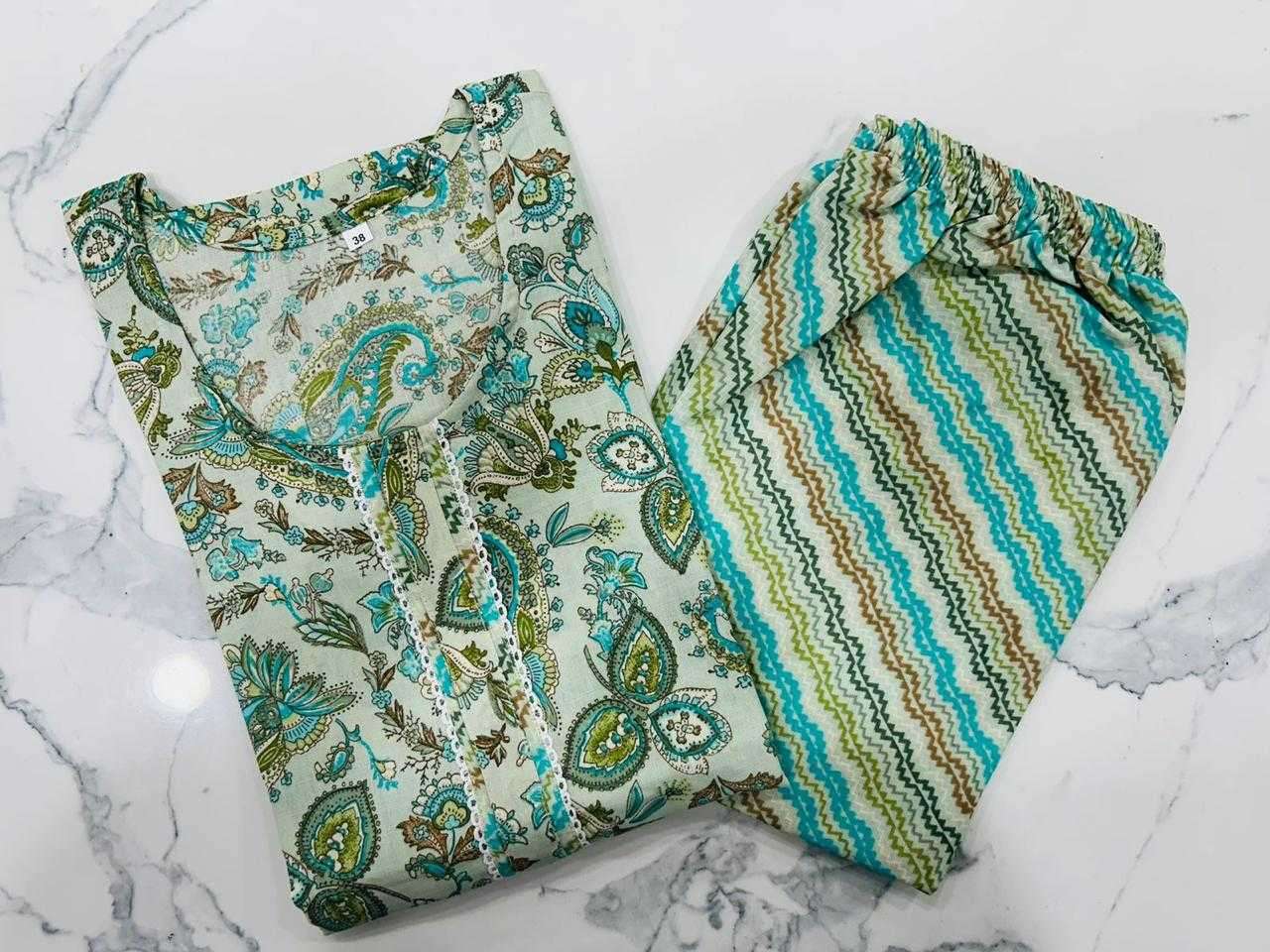 pr heritage slub fully stitch cotton comfortable printed big size kurti with pant 