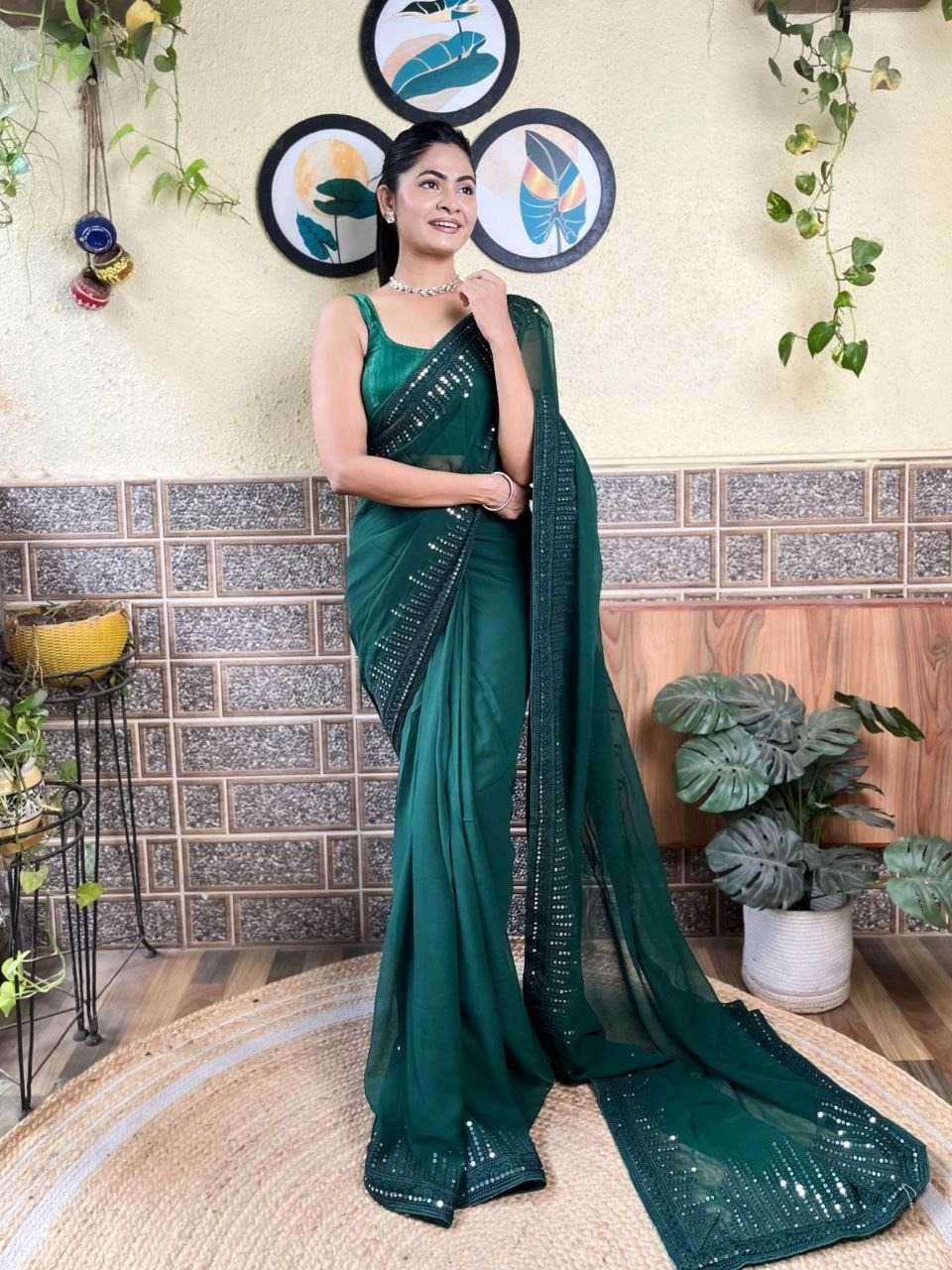 pr kc 744 georgette adorable design sequence work saree with blouse
