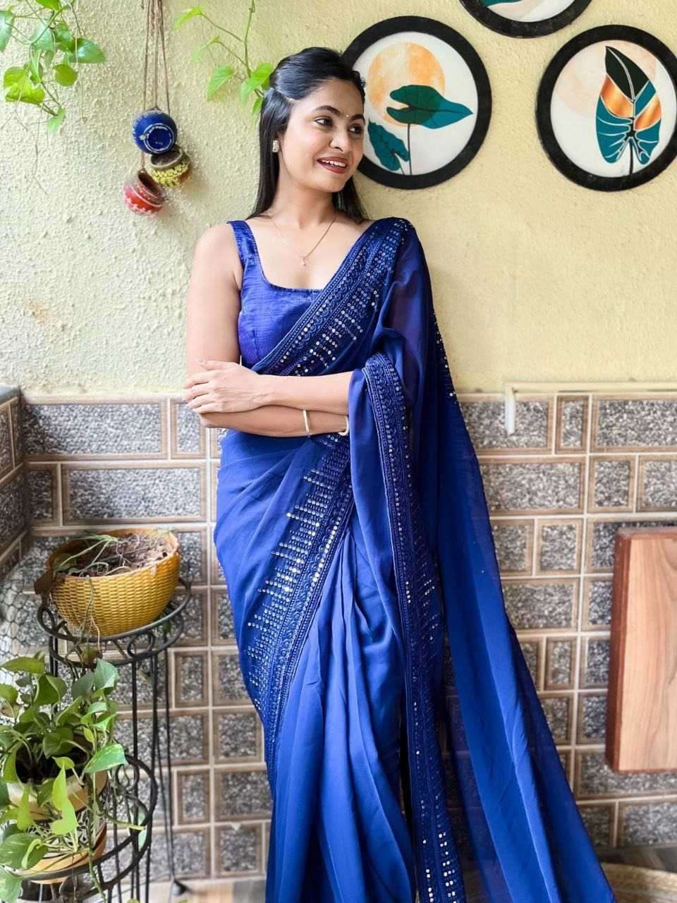 pr kc 744 georgette adorable design sequence work saree with blouse