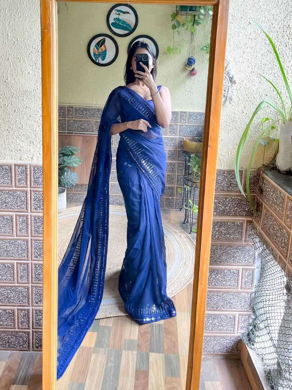 pr kc 744 georgette adorable design sequence work saree with blouse