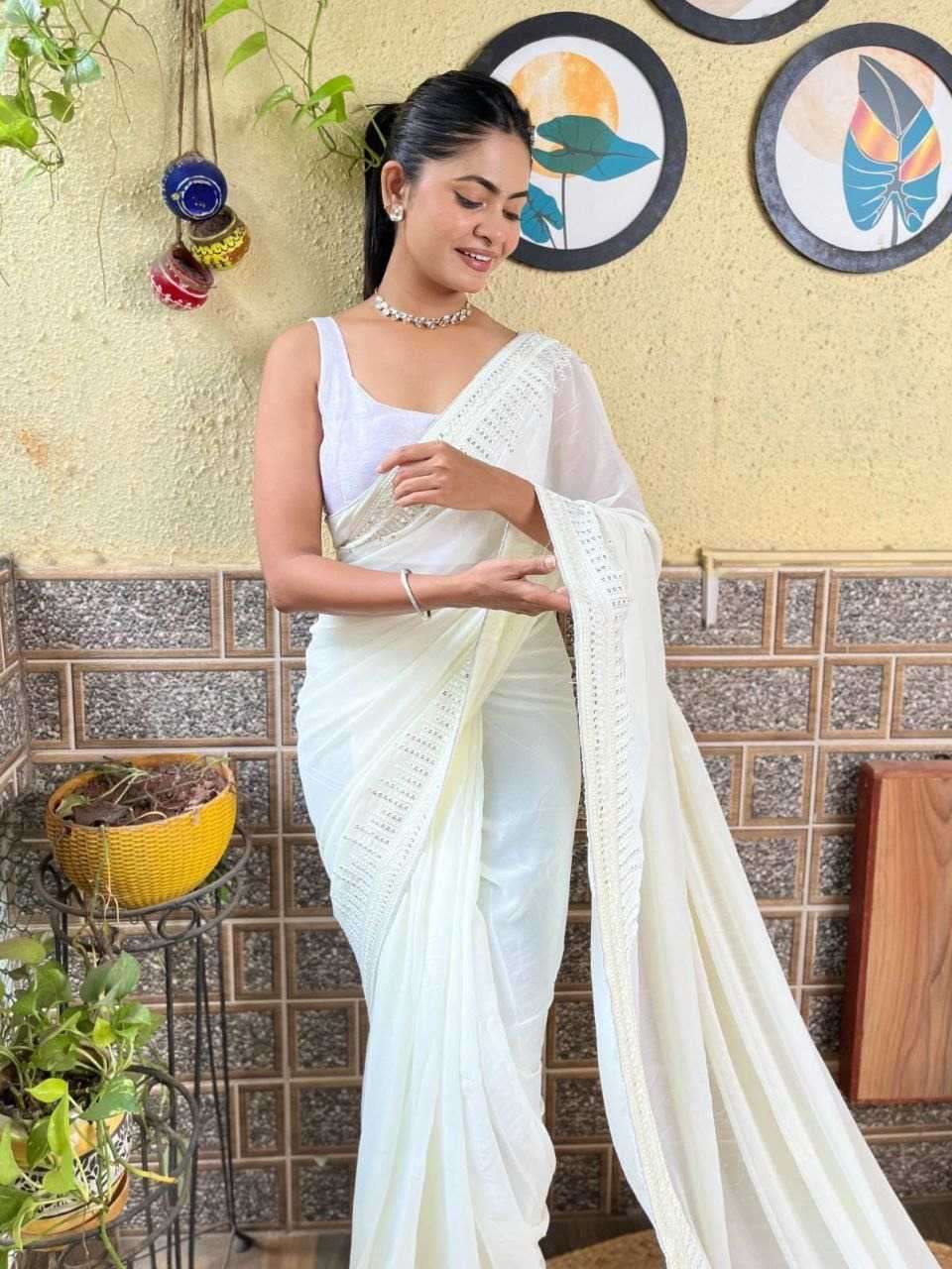 pr kc 744 georgette adorable design sequence work saree with blouse