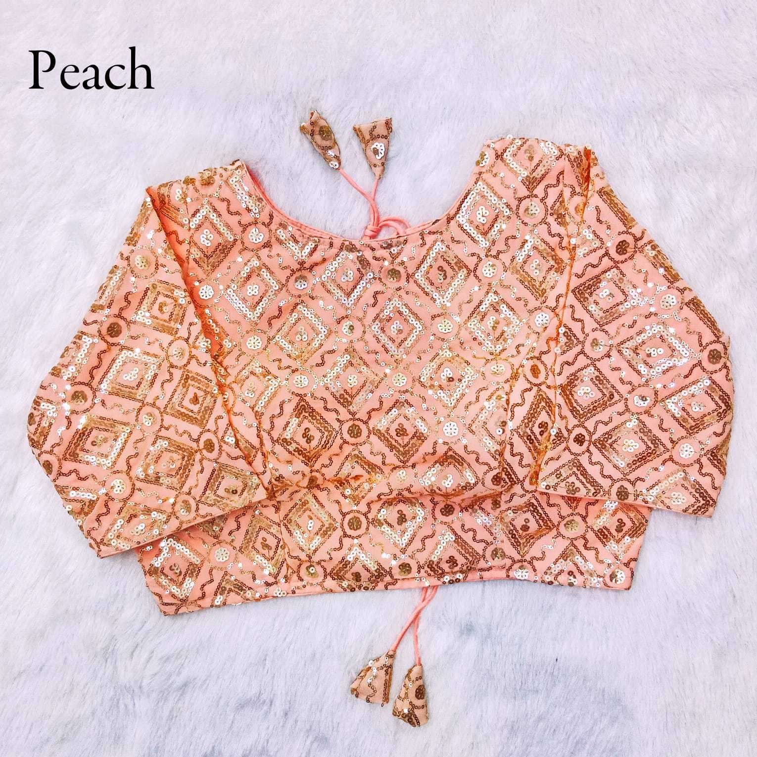 pr queen party wear sequence work fancy georgette embroidery work readymade blouse