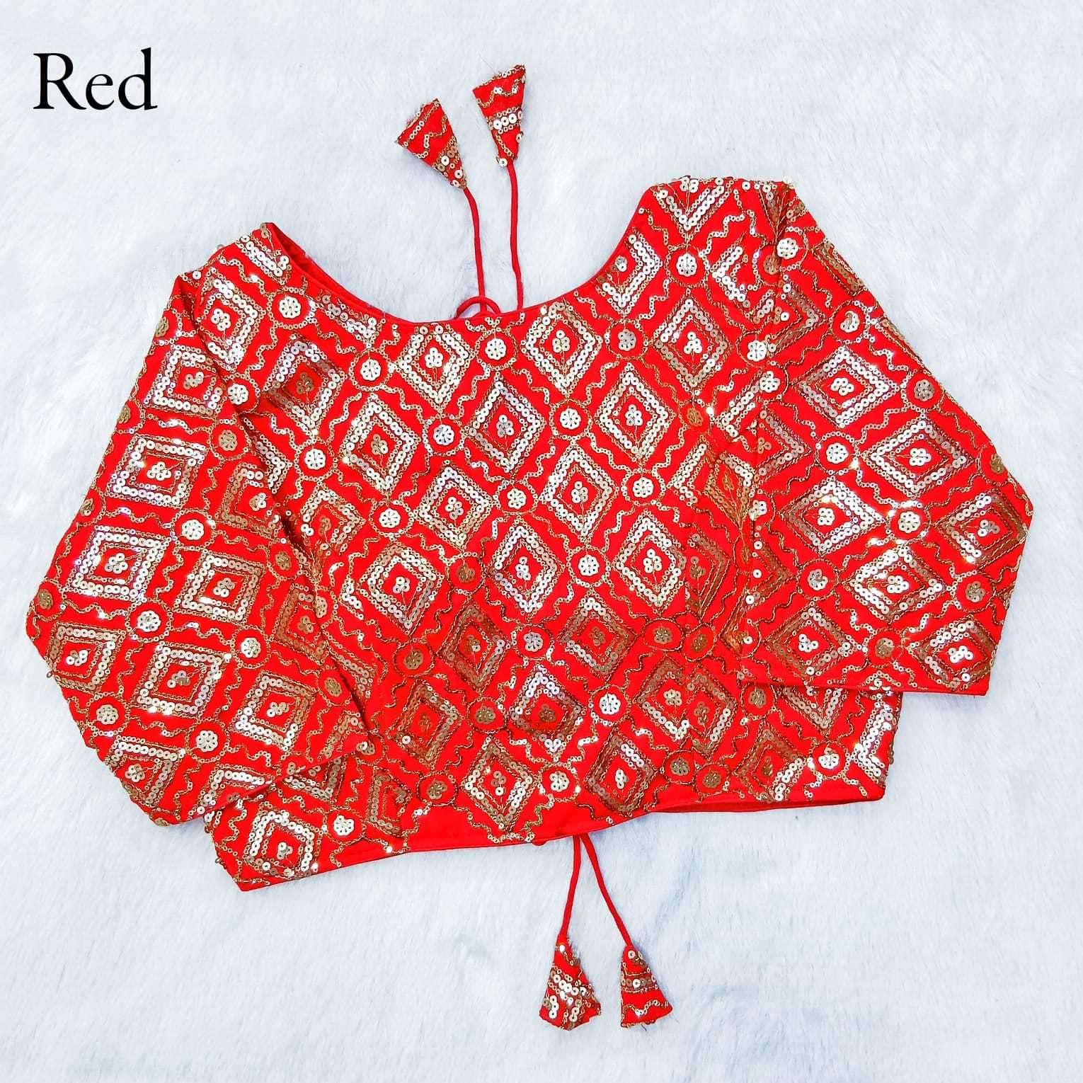 pr queen party wear sequence work fancy georgette embroidery work readymade blouse