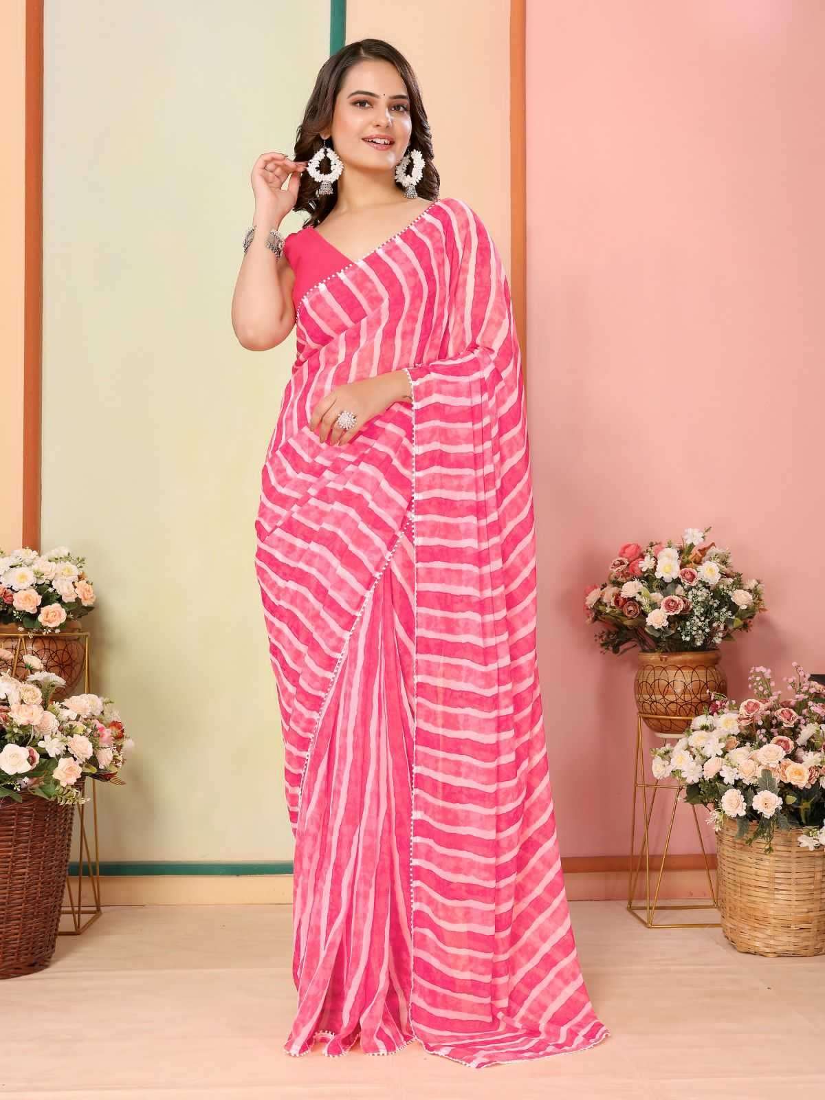 pr rakul vol 3 georgette elegant look stitch pleats size adjust belt one minute saree