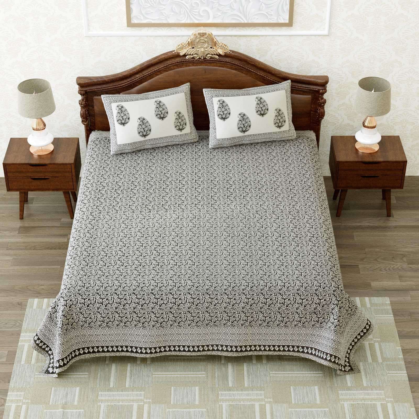 heritage king size cotton new design bedsheet with 2 matching pillow cover