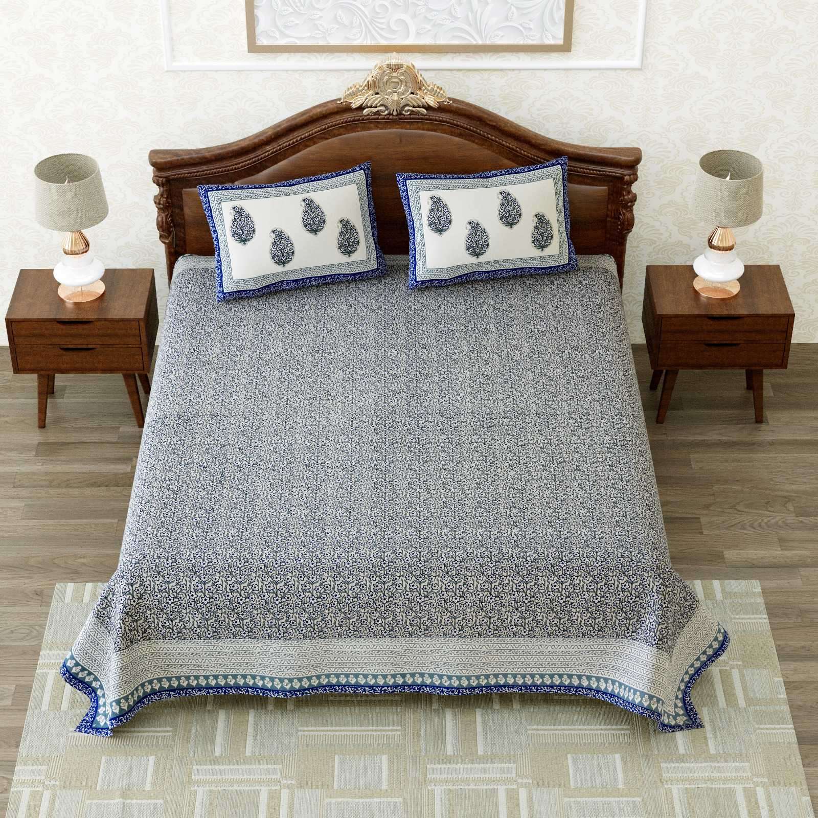 heritage king size cotton new design bedsheet with 2 matching pillow cover