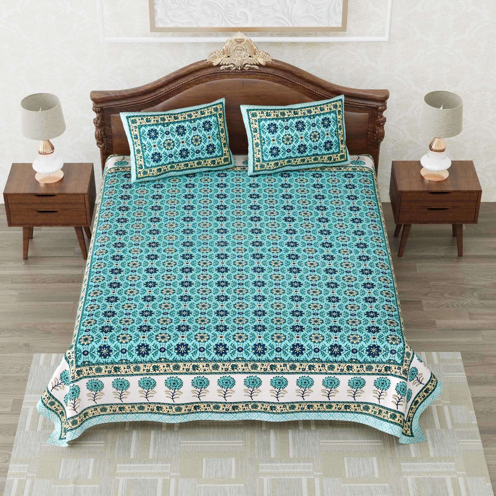heritage king size cotton new design bedsheet with 2 matching pillow cover