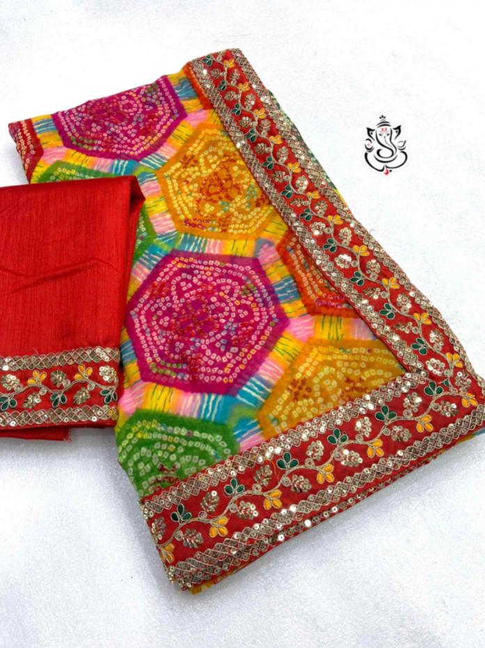 MS BRAND 29024 soft Georgette bandej design saree