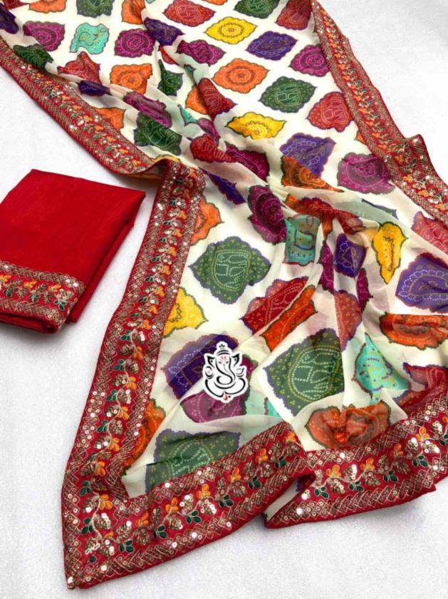 MS BRAND 29024 soft Georgette bandej design saree
