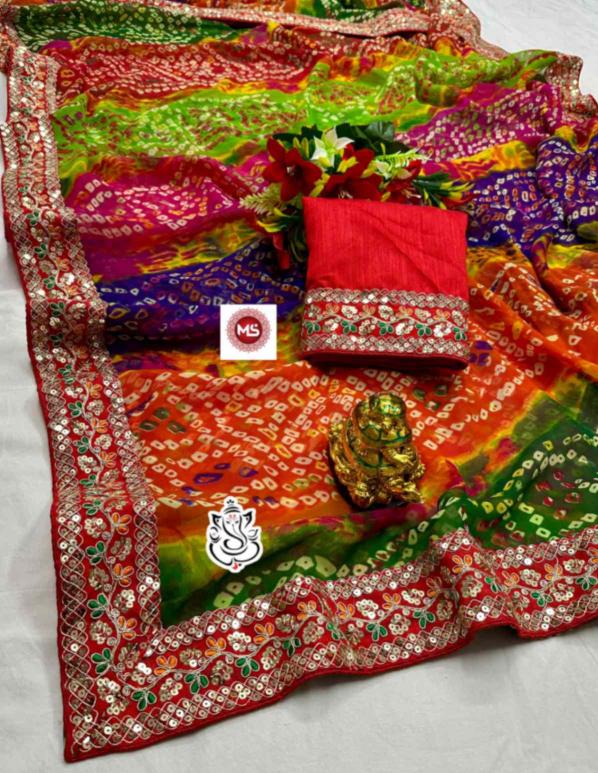 MS BRAND 29024 soft Georgette bandej design saree