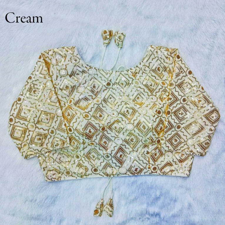 pr queen party wear sequence work fancy georgette embroidery work readymade blouses