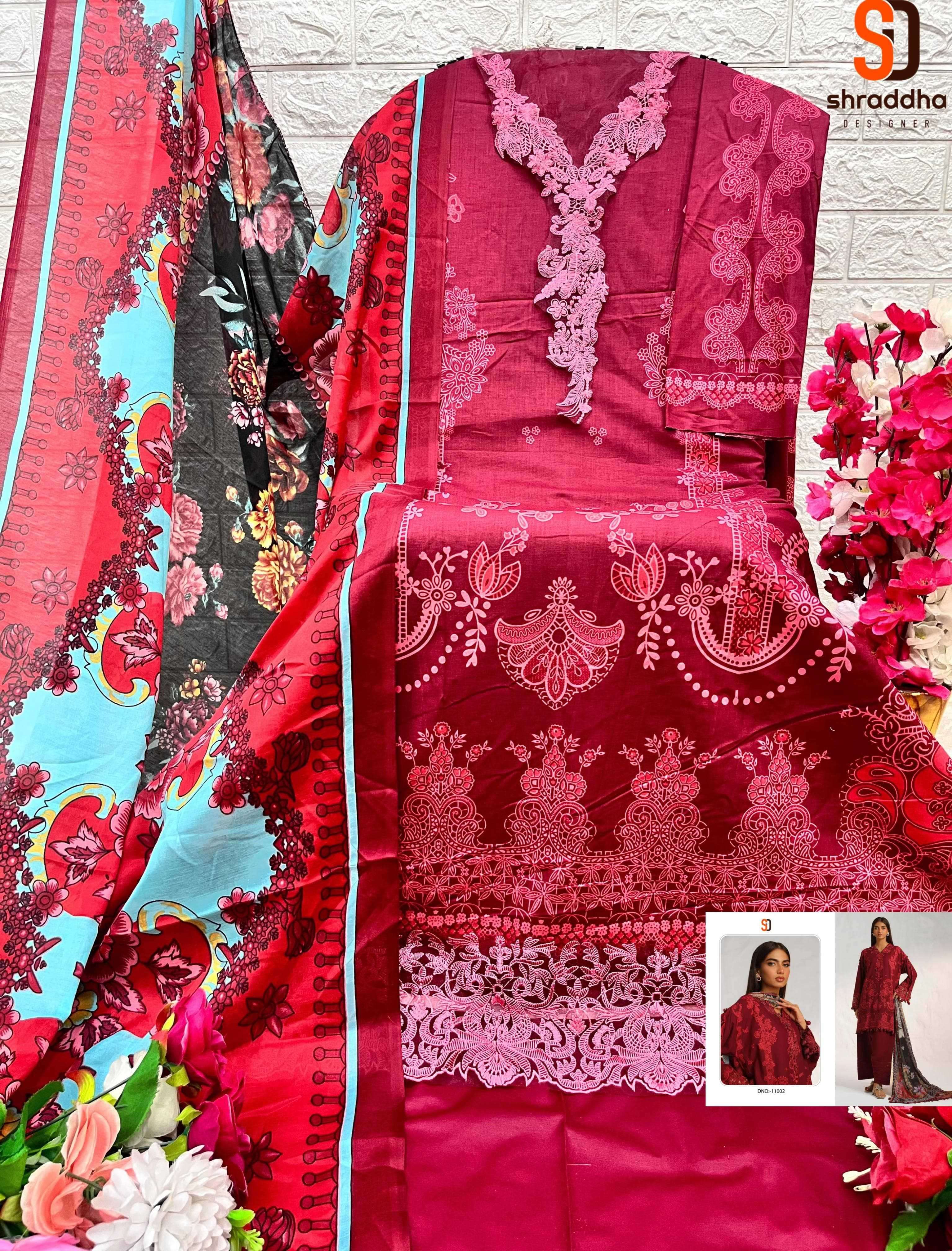 sharaddha vintage vol 11 series 11001-11002 lawn cotton suit 