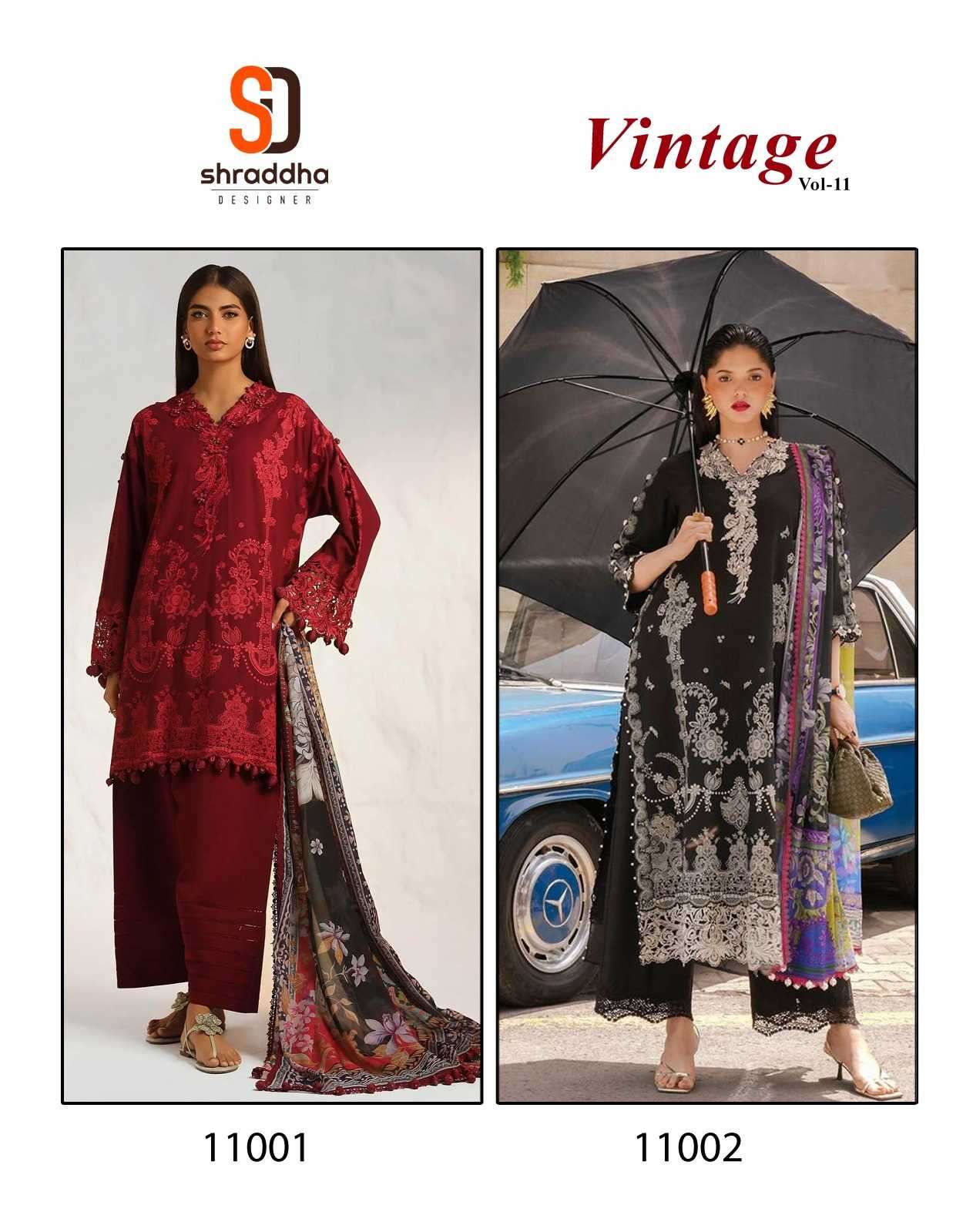sharaddha vintage vol 11 series 11001-11002 lawn cotton suit 