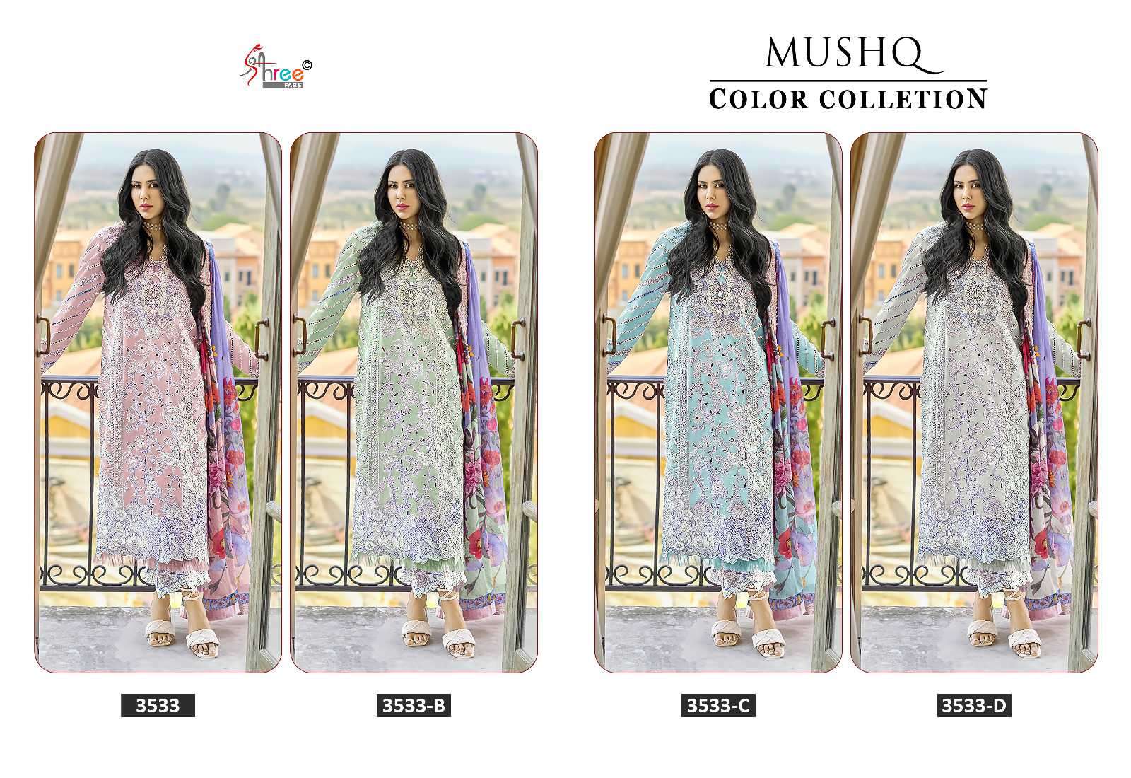 shree fab mushq color collection vol 24 series 3533 pure lawn suit 