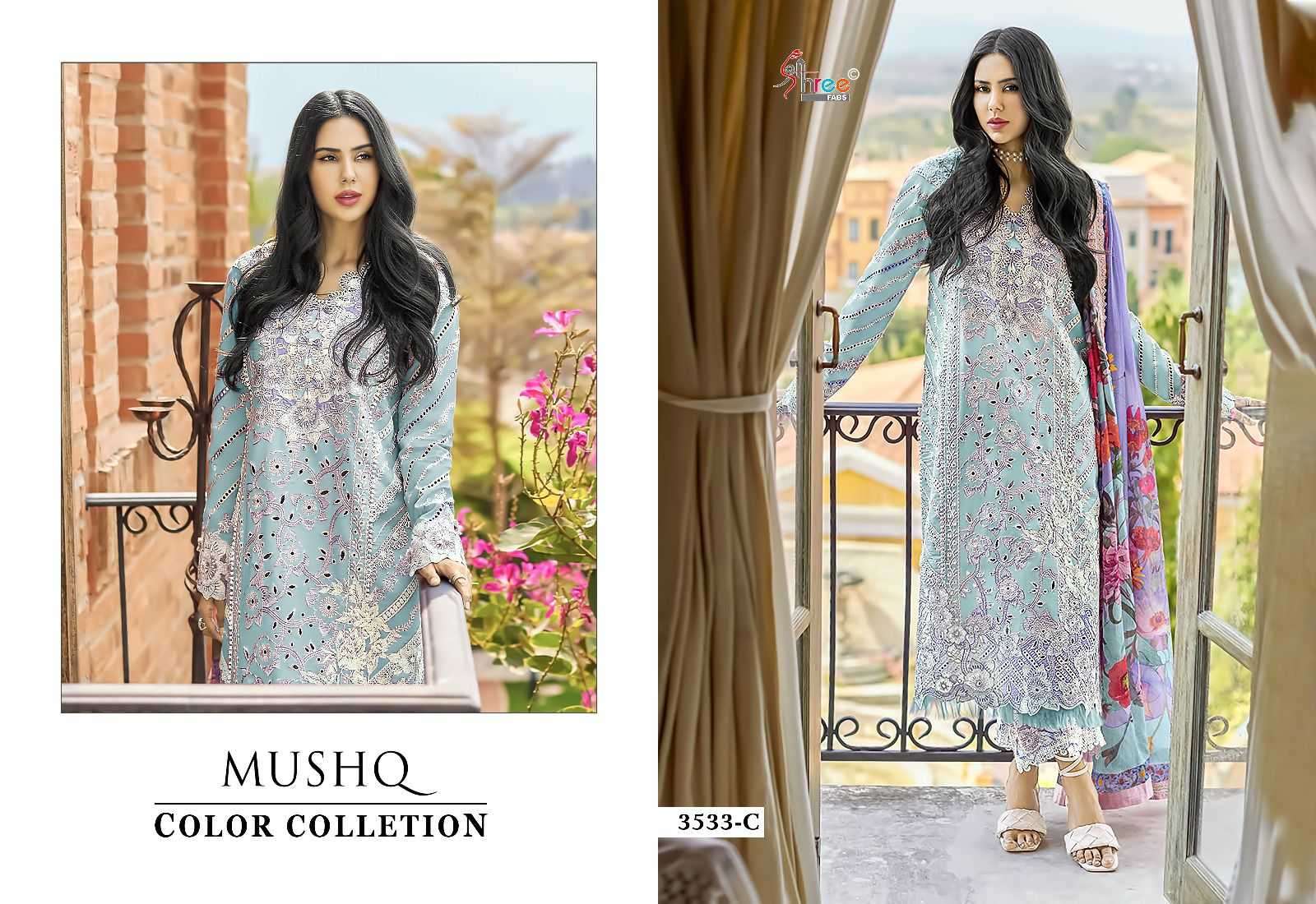 shree fab mushq color collection vol 24 series 3533 pure lawn suit 